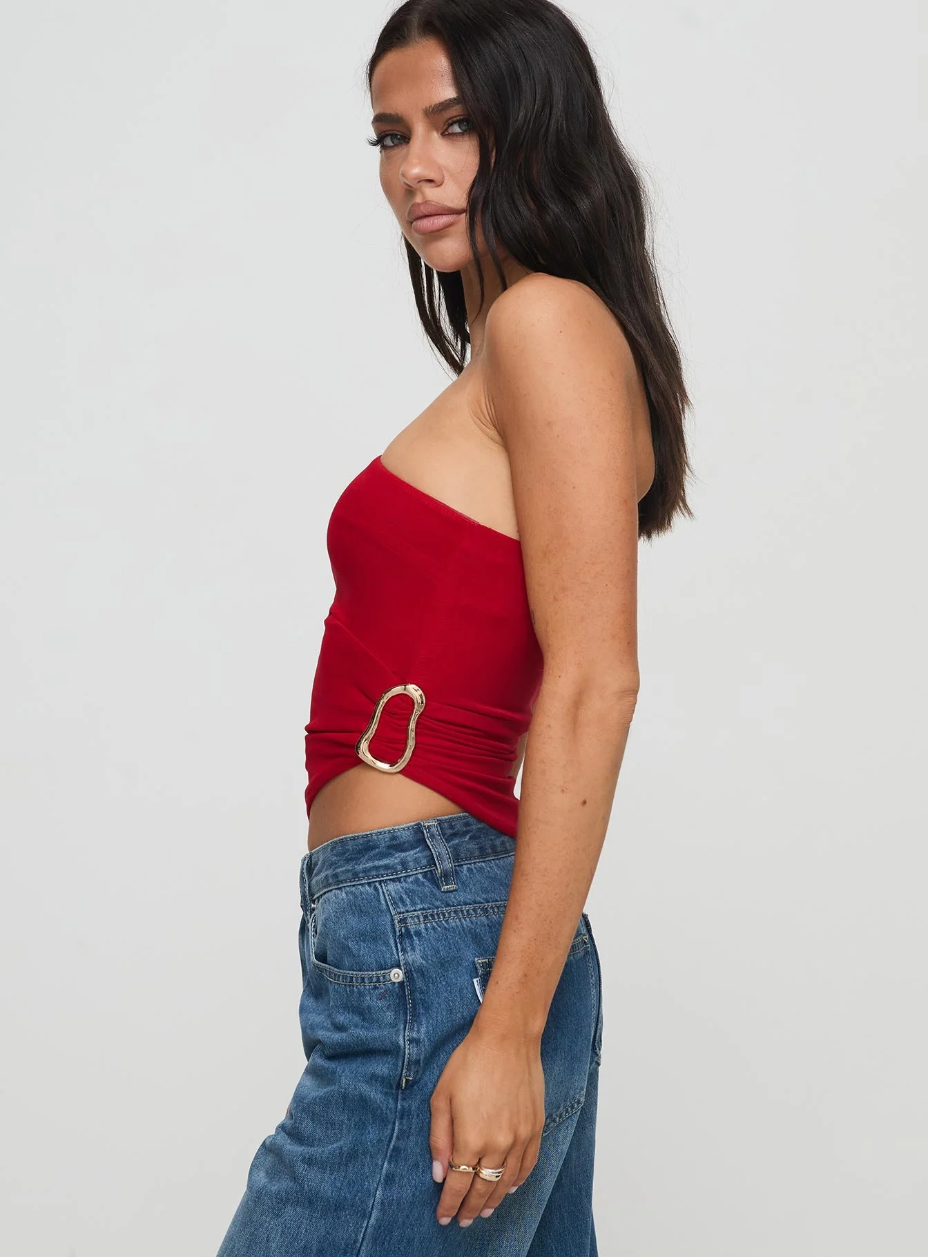 Machiatto One Shoulder Top Red - Image 4