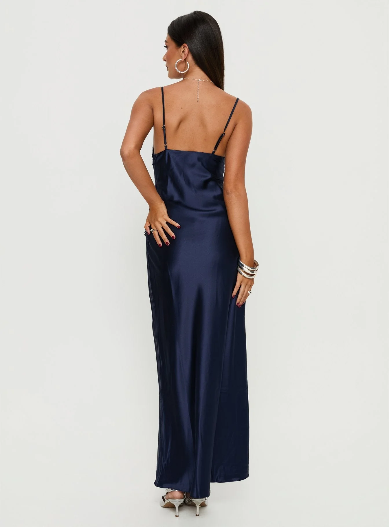 Madelene Lace V Neck Maxi Dress Navy - Image 4