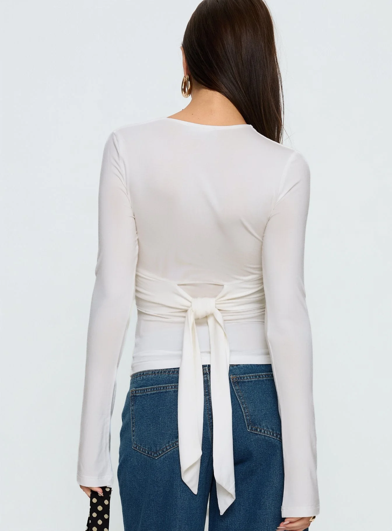 Madelon Long Sleeve Wrap Top White - Image 5