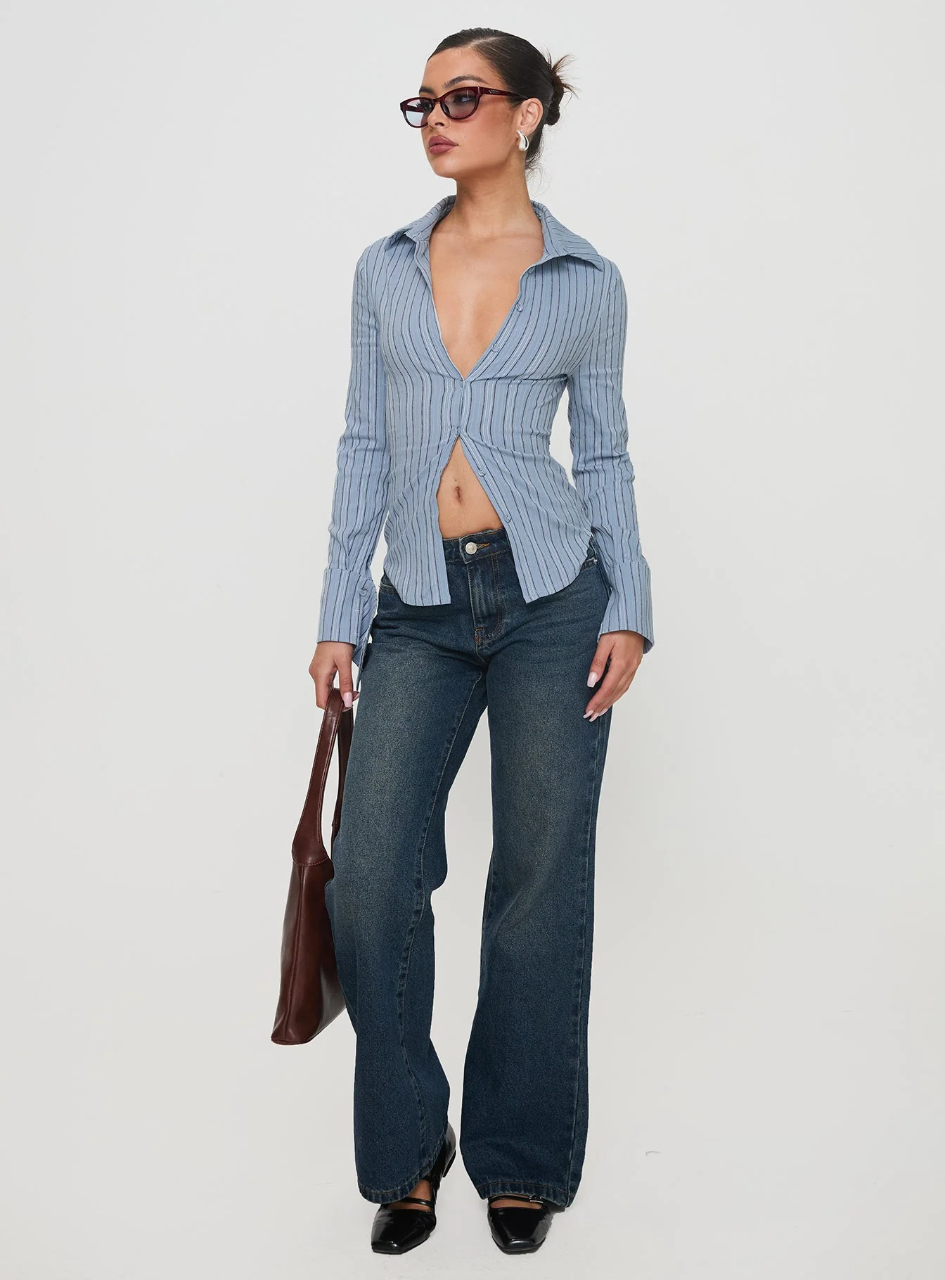 Madlin Long Sleeve Top Blue Stripe - Image 3