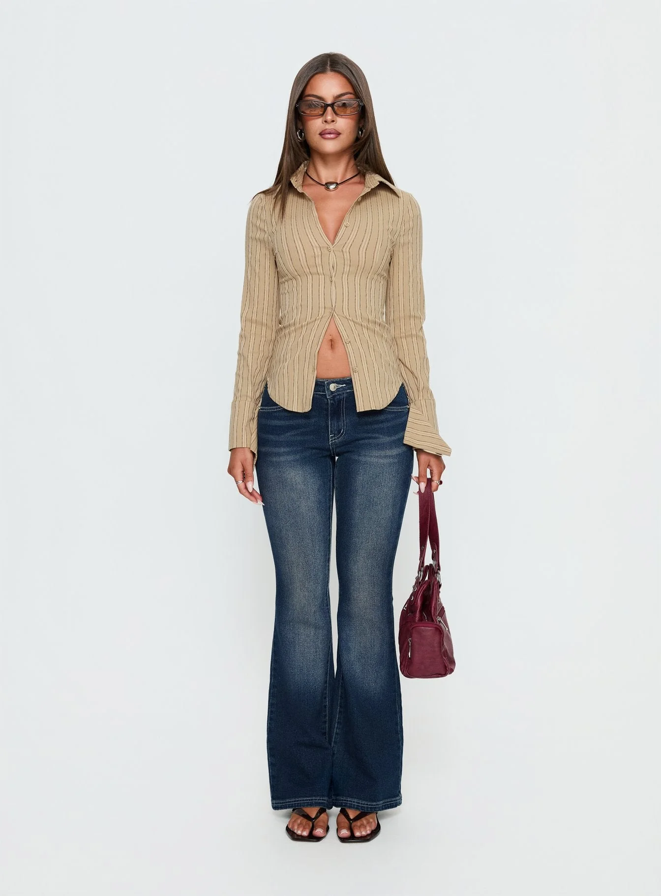 Madlin Long Sleeve Top Brown Stripe - Image 7