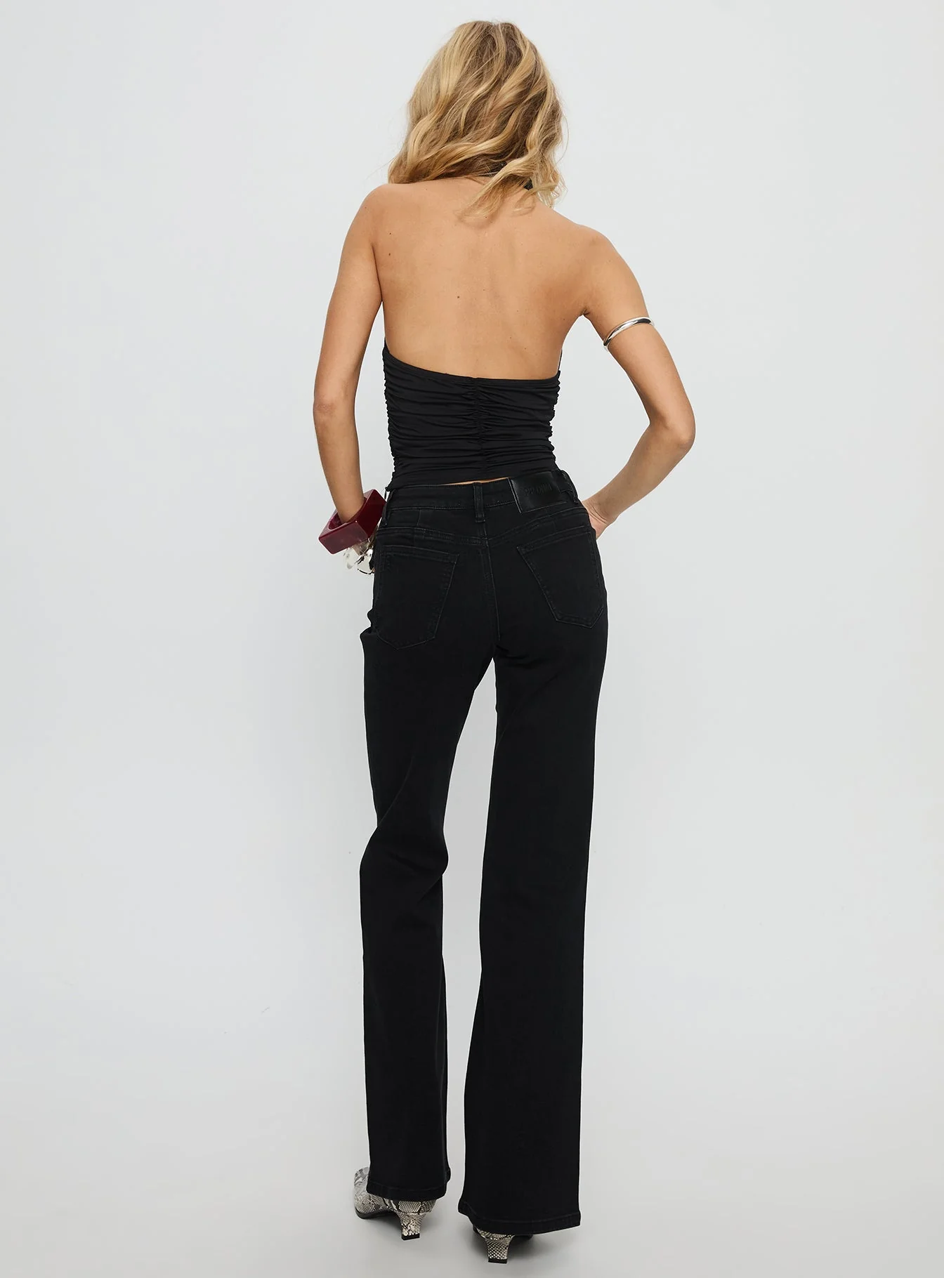 Magic Mirror Mid Rise Bootleg Jeans Washed Black - Image 5