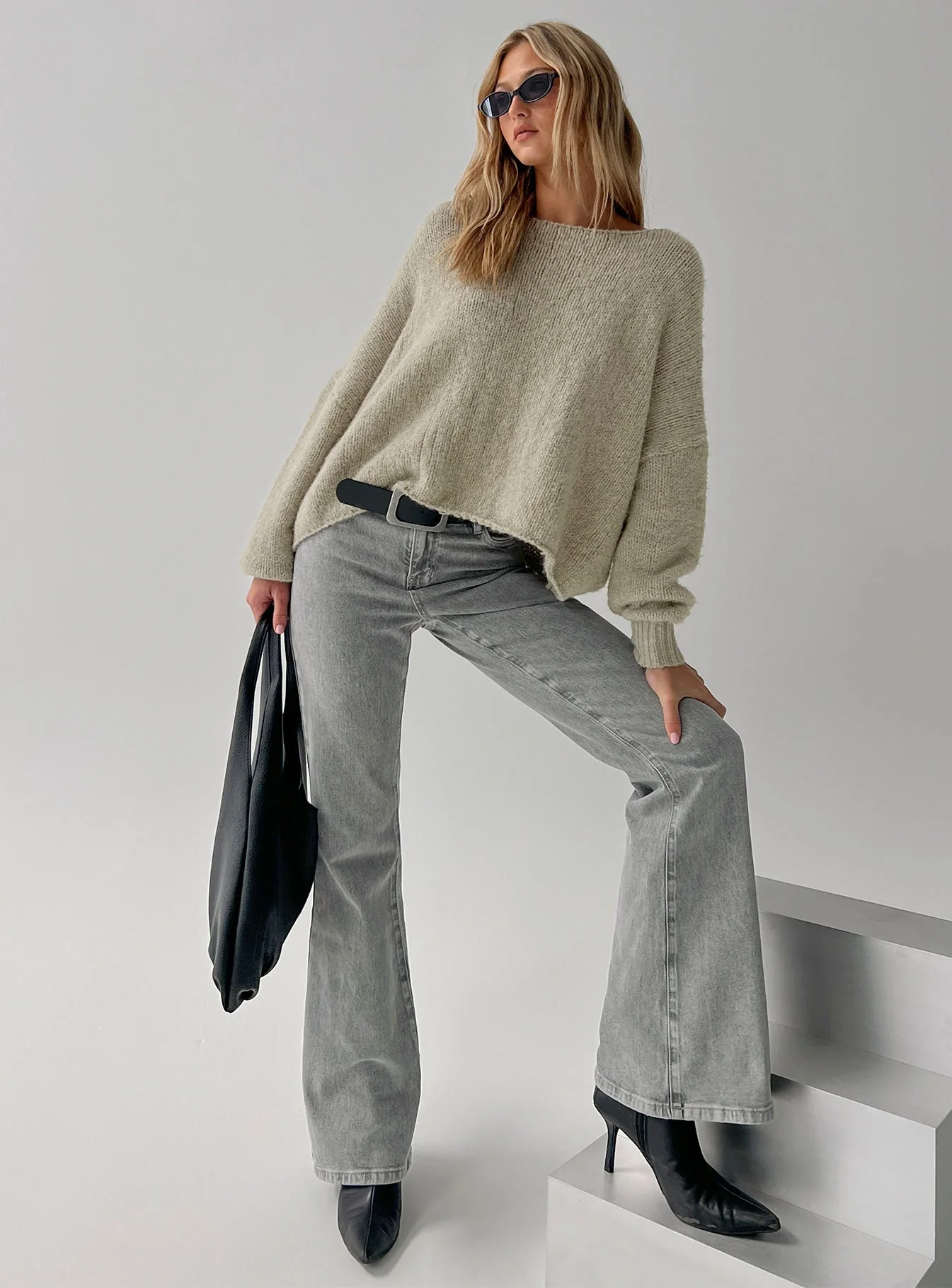 Magic Mirror Mid Rise Bootleg Jeans Washed Grey - Image 8