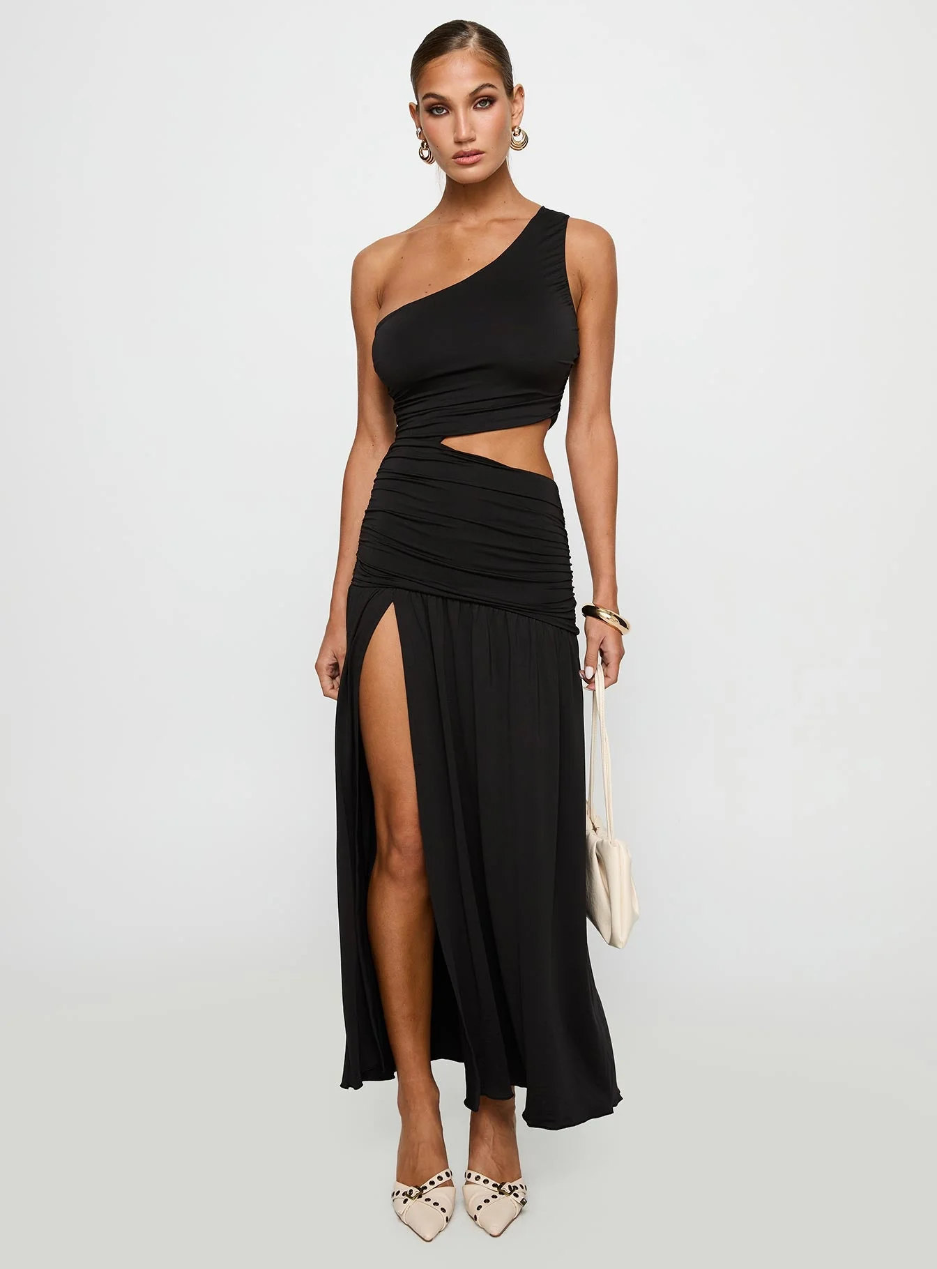 Magnetize Ruched Maxi Dress Black - Image 3