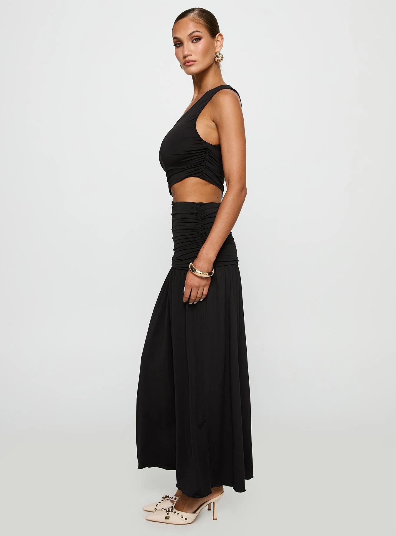 Magnetize Ruched Maxi Dress Black - Image 4