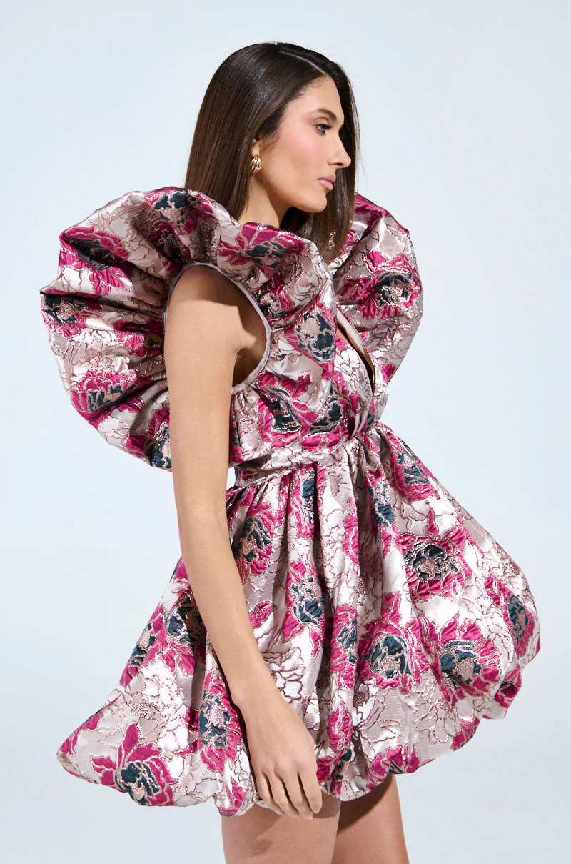 MAIN CHARACTER ENERGY BROCADE MINI DRESS IN SILVER - Image 5