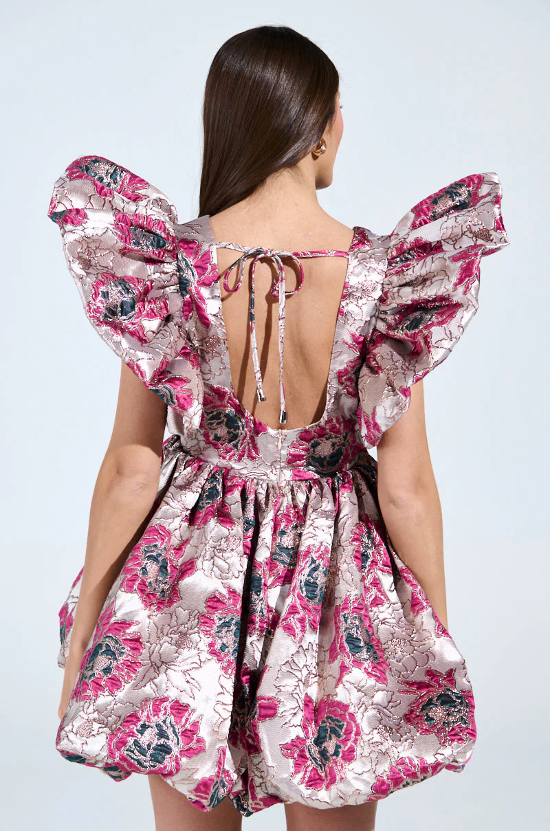 MAIN CHARACTER ENERGY BROCADE MINI DRESS IN SILVER - Image 7