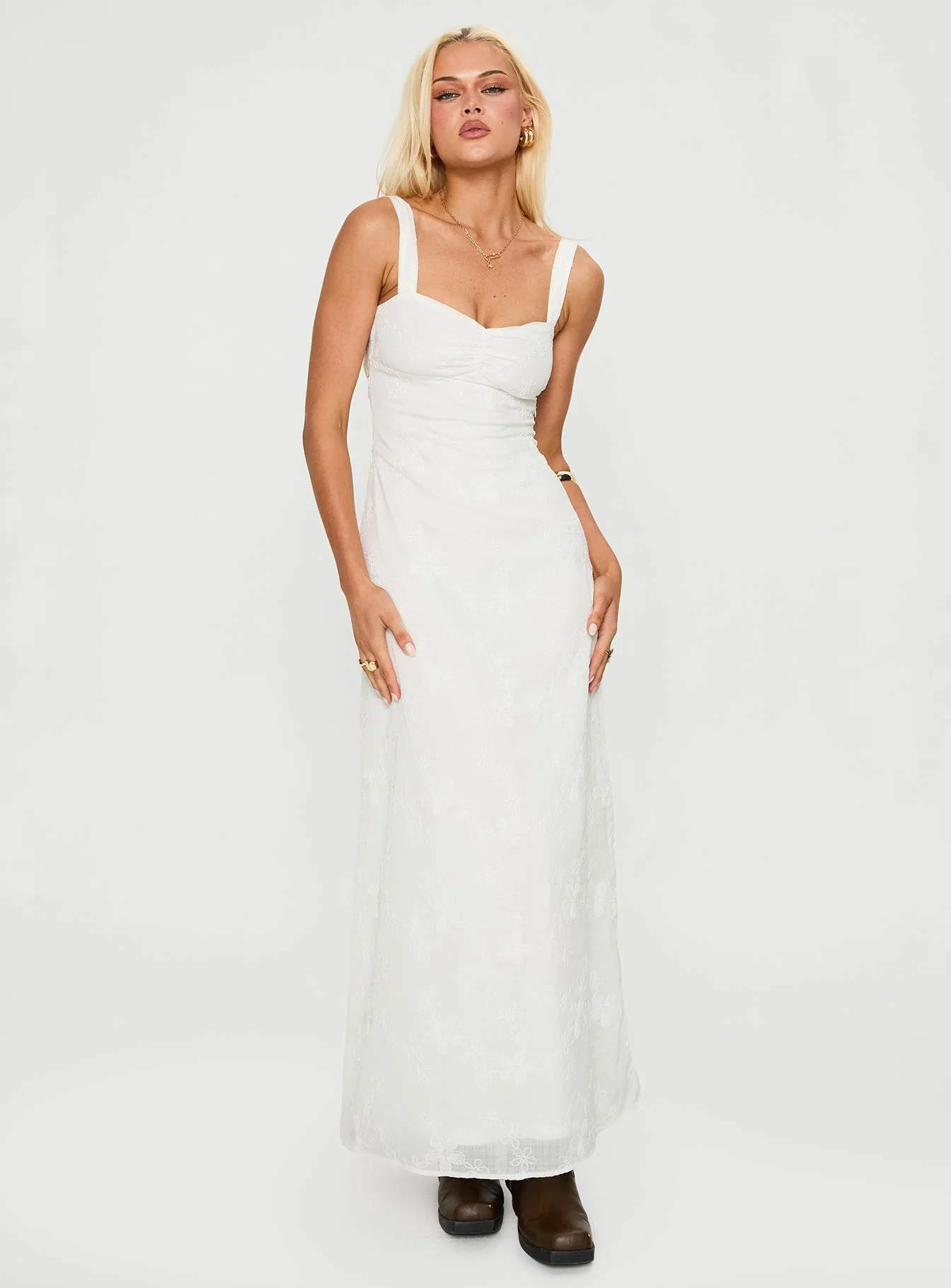 Maisone Broderie Maxi Dress White - Image 2
