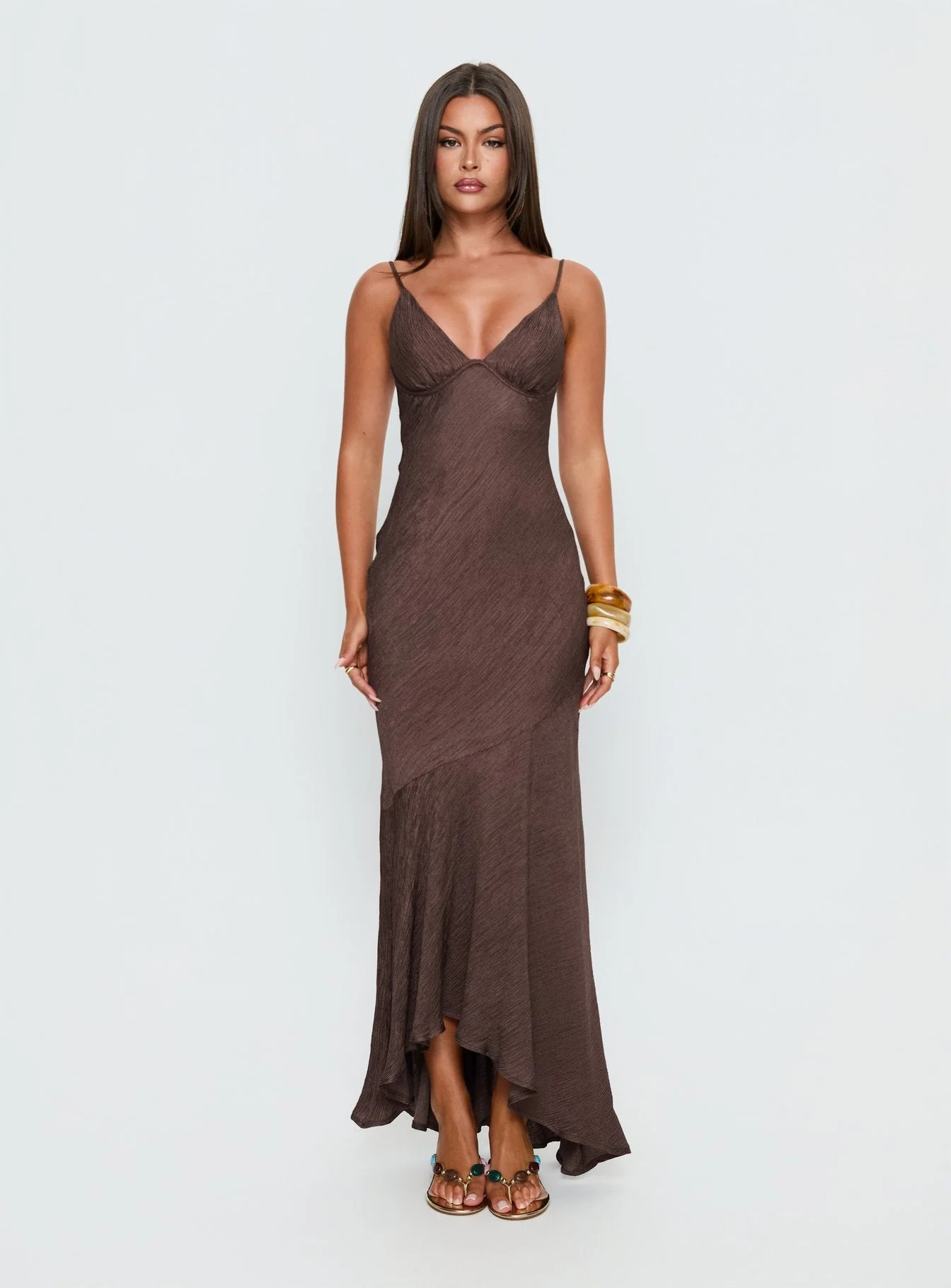 Makaia Balconette Maxi Dress Brown - Image 6