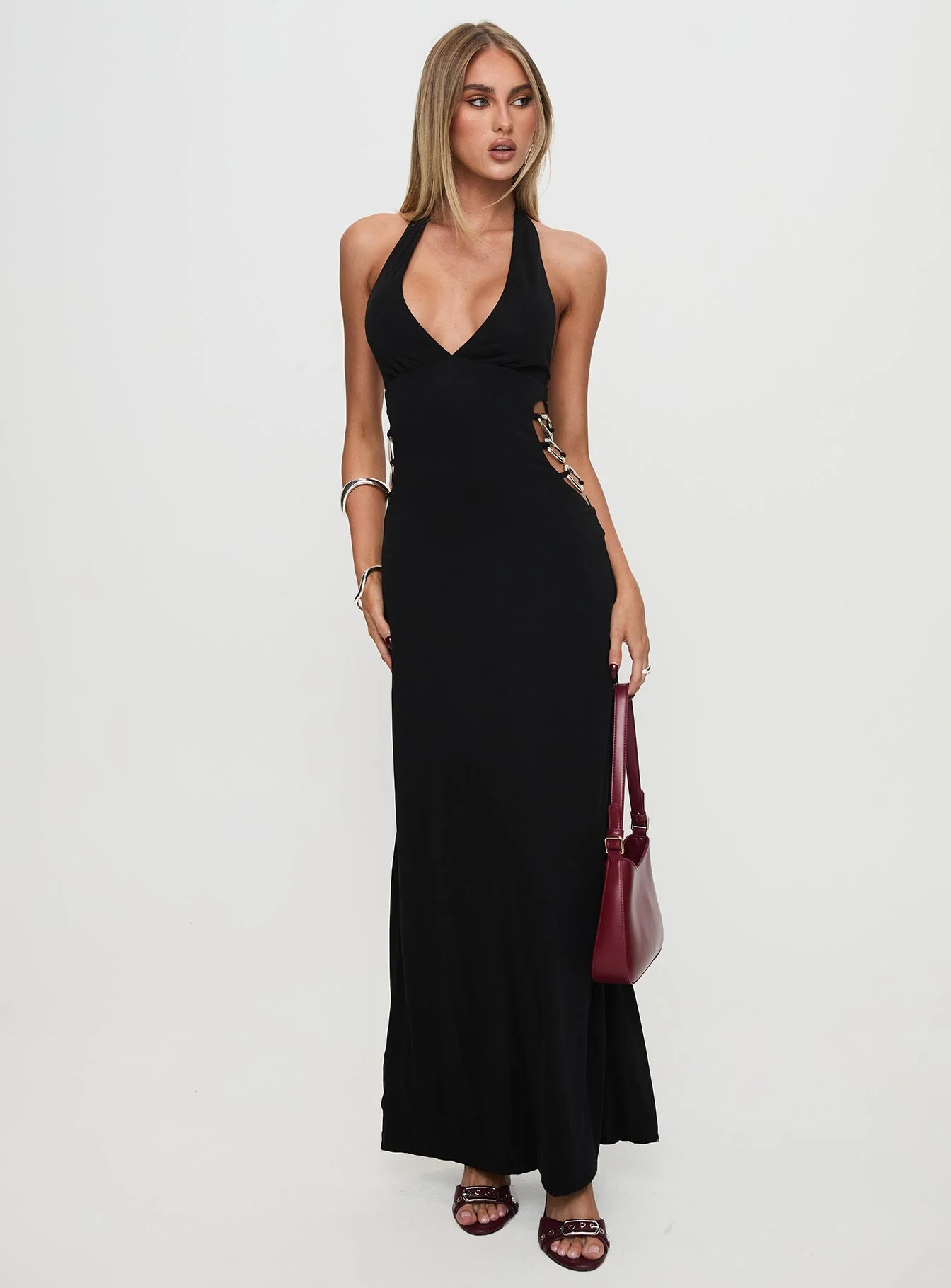 Make A Fortune Hardware Halter Maxi Dress Black - Image 2