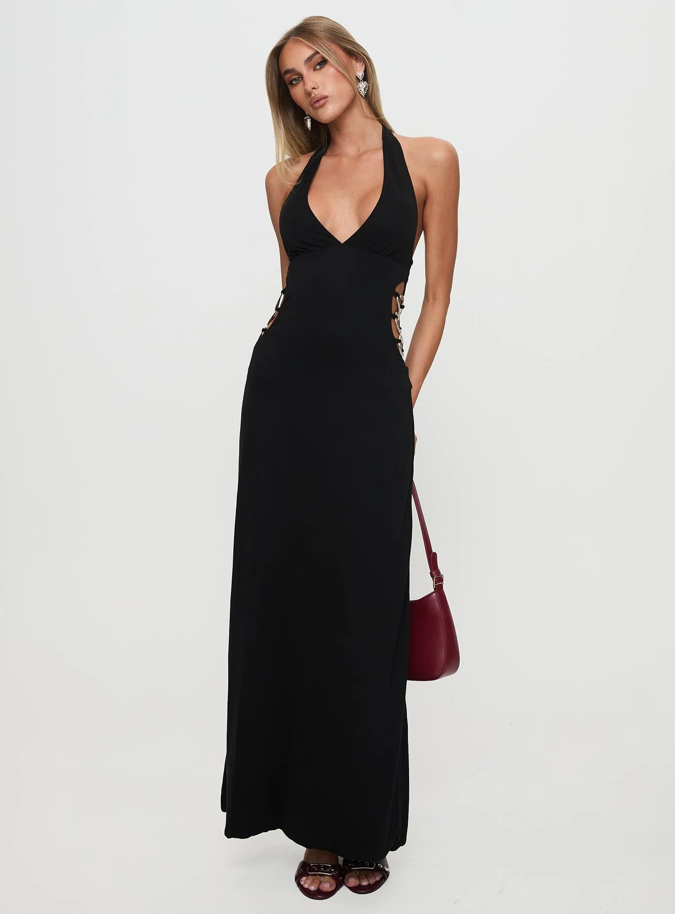 Make A Fortune Hardware Halter Maxi Dress Black - Image 3