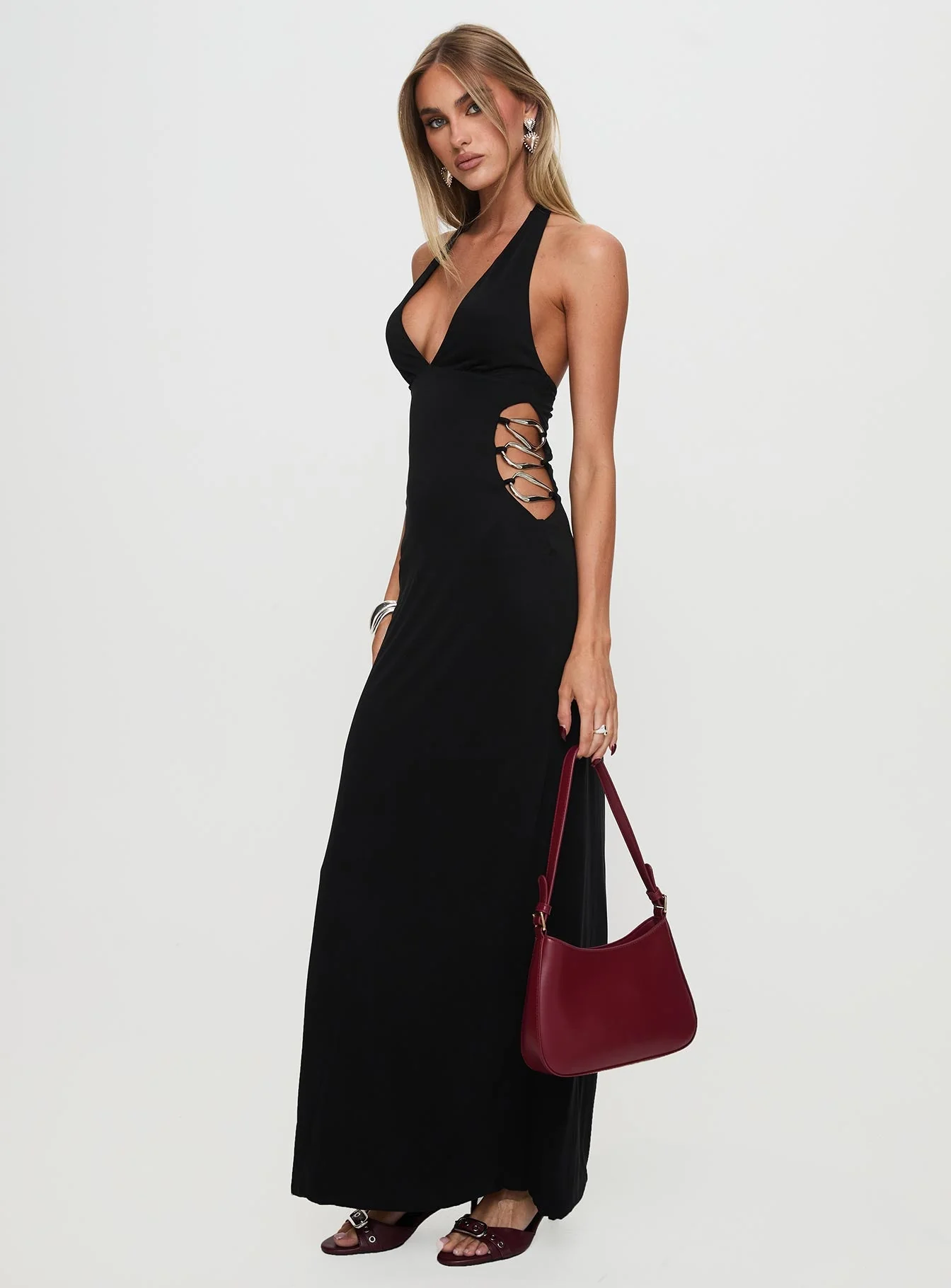 Make A Fortune Hardware Halter Maxi Dress Black - Image 4