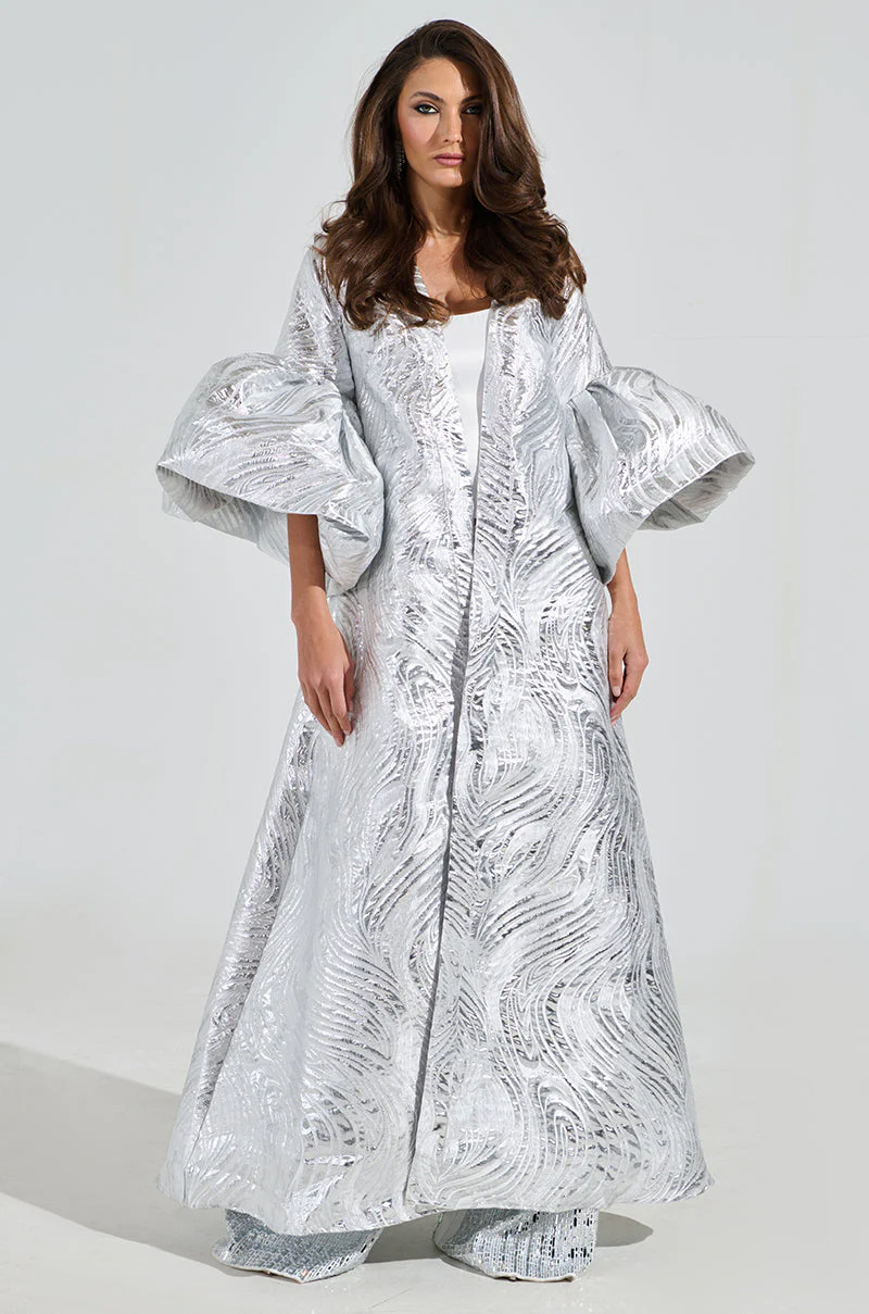MALDIVES BROCADE PUFF SLEEVE DUSTER - Image 2