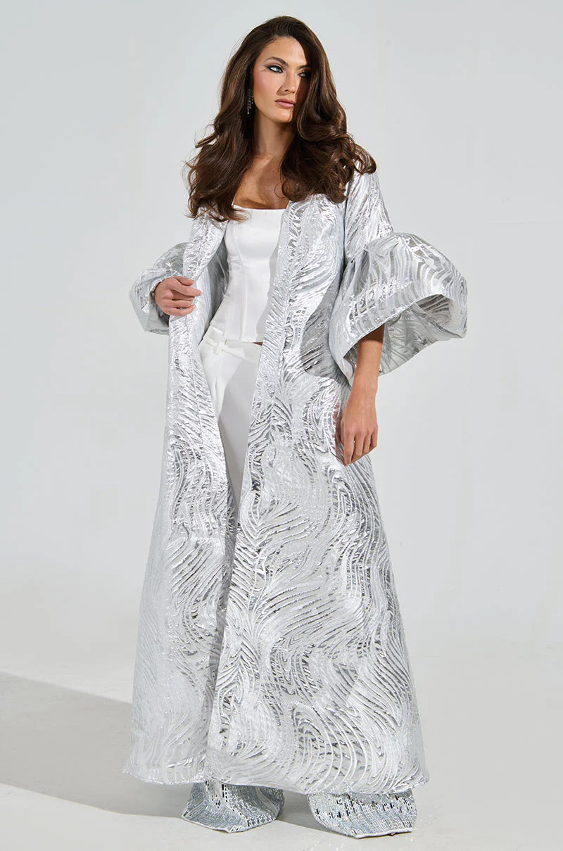 MALDIVES BROCADE PUFF SLEEVE DUSTER - Image 3