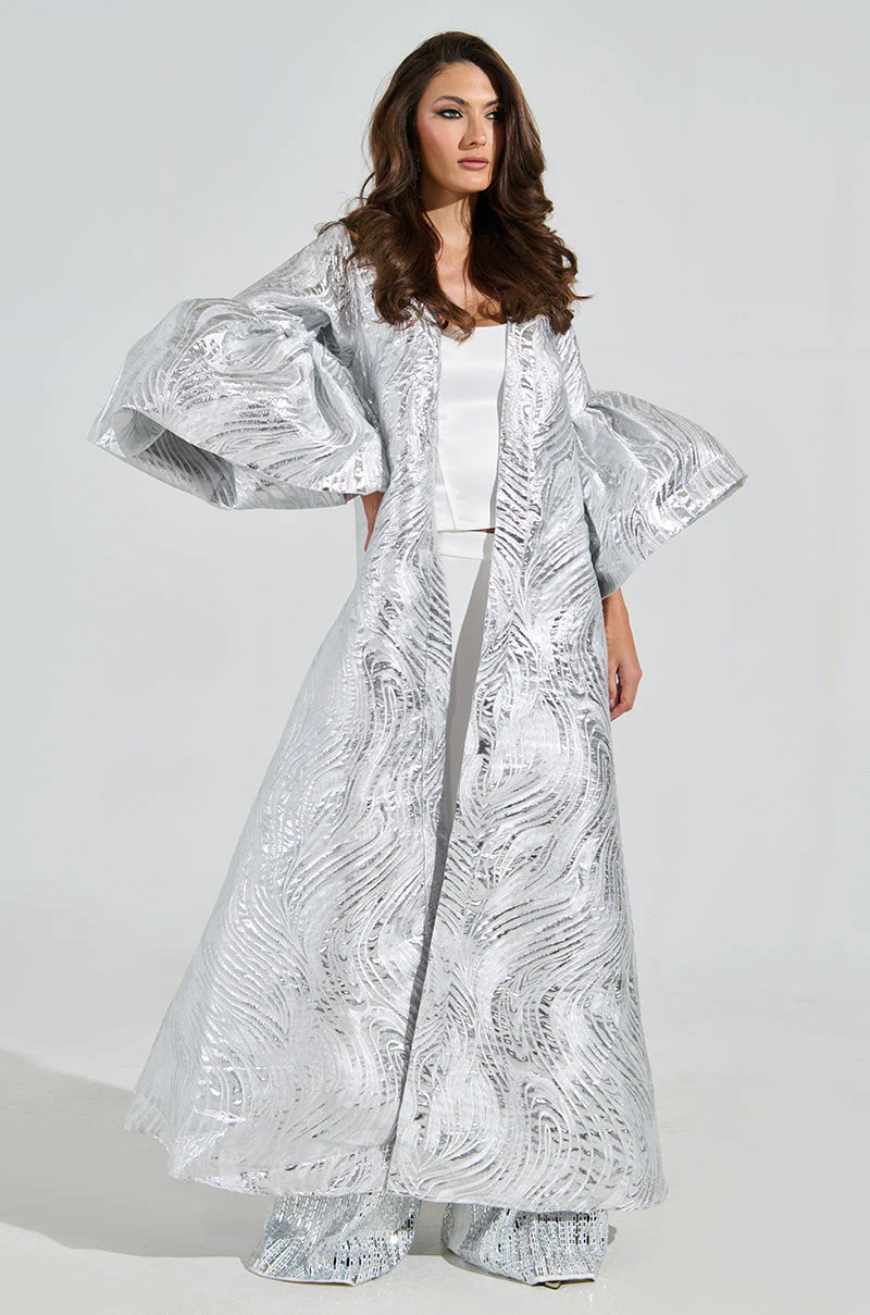 MALDIVES BROCADE PUFF SLEEVE DUSTER - Image 4