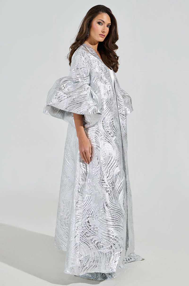 MALDIVES BROCADE PUFF SLEEVE DUSTER - Image 5