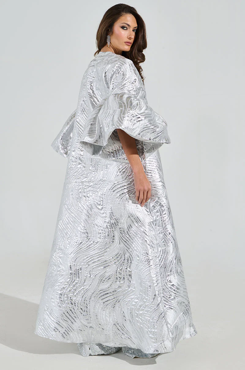 MALDIVES BROCADE PUFF SLEEVE DUSTER - Image 7