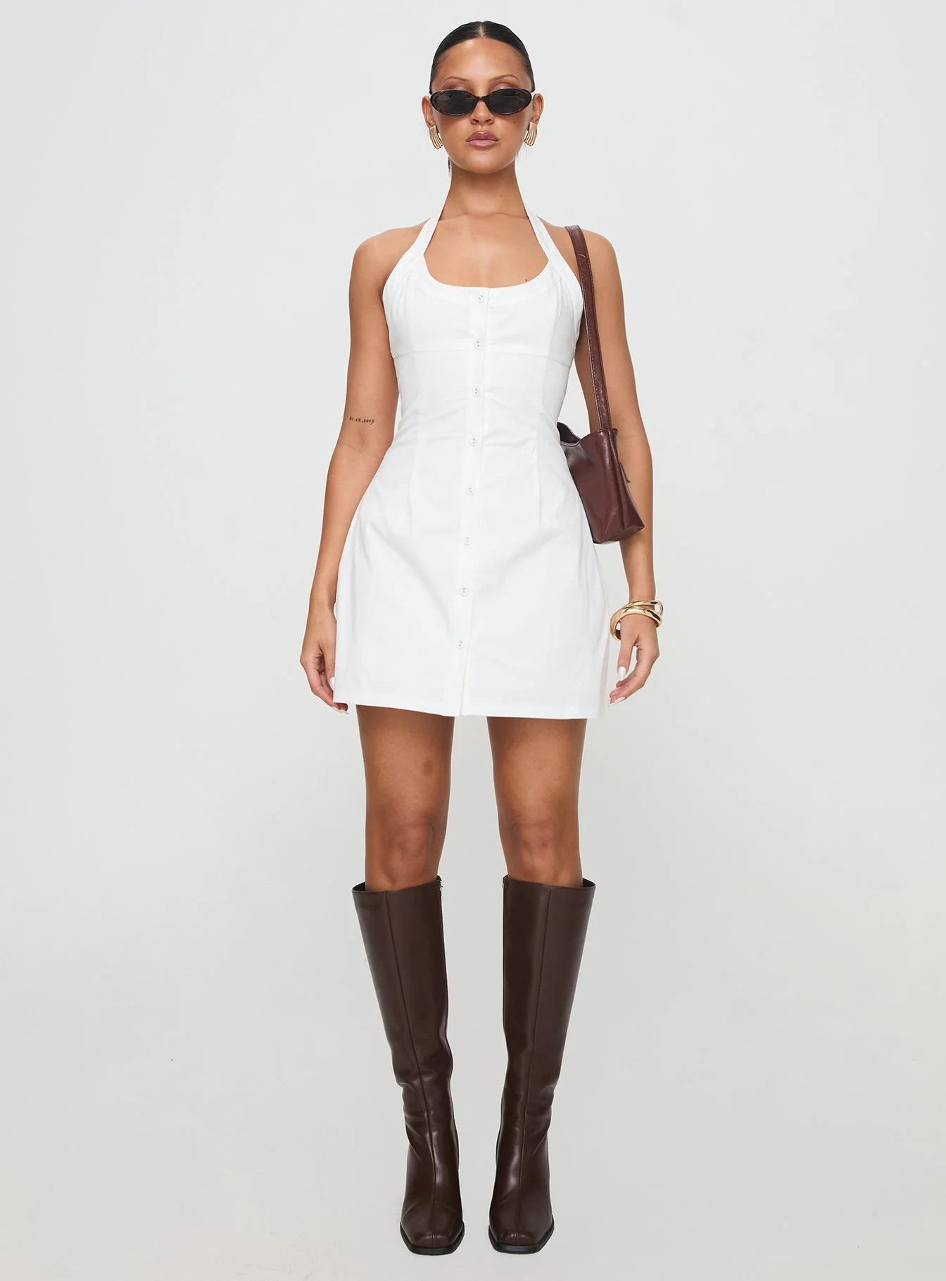 Mallorie Halter Mini Dress White - Image 7