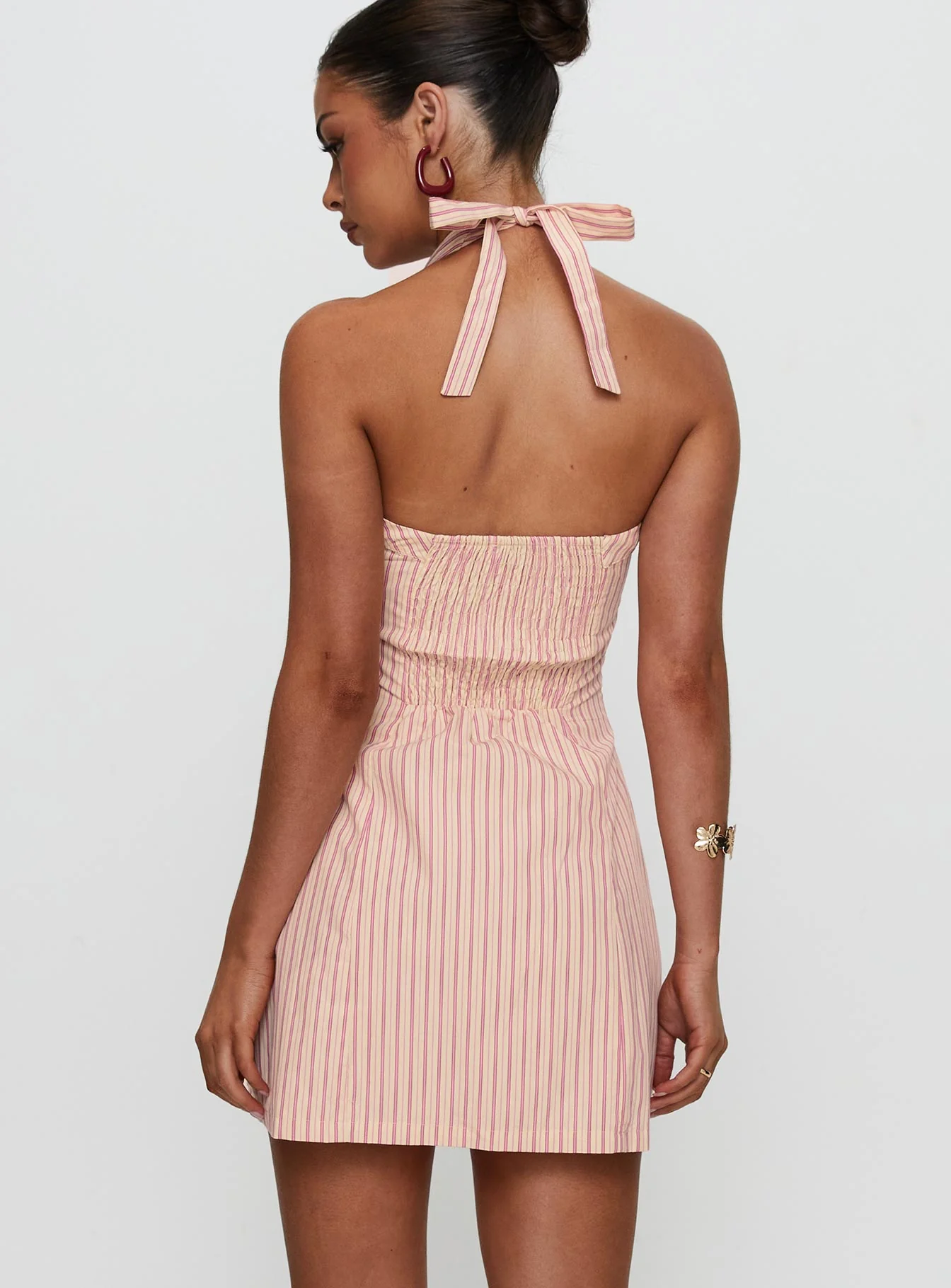 Mallorie Halter Mini Dress Pink Stripe - Image 5