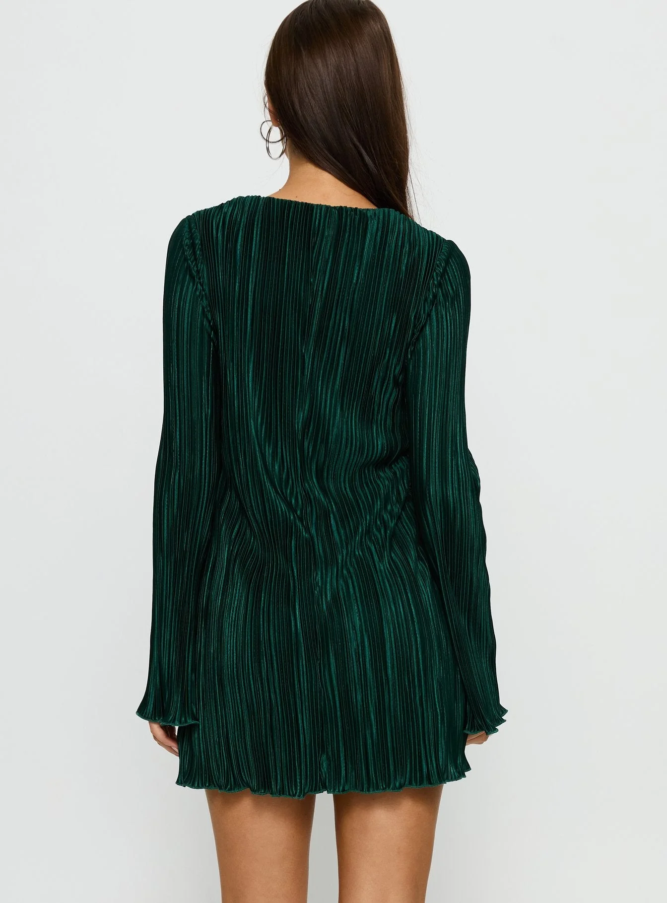 Malop Long Sleeve Mini Dress Emerald - Image 4