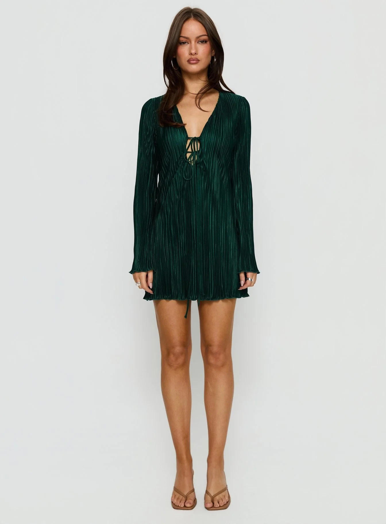 Malop Long Sleeve Mini Dress Emerald - Image 6