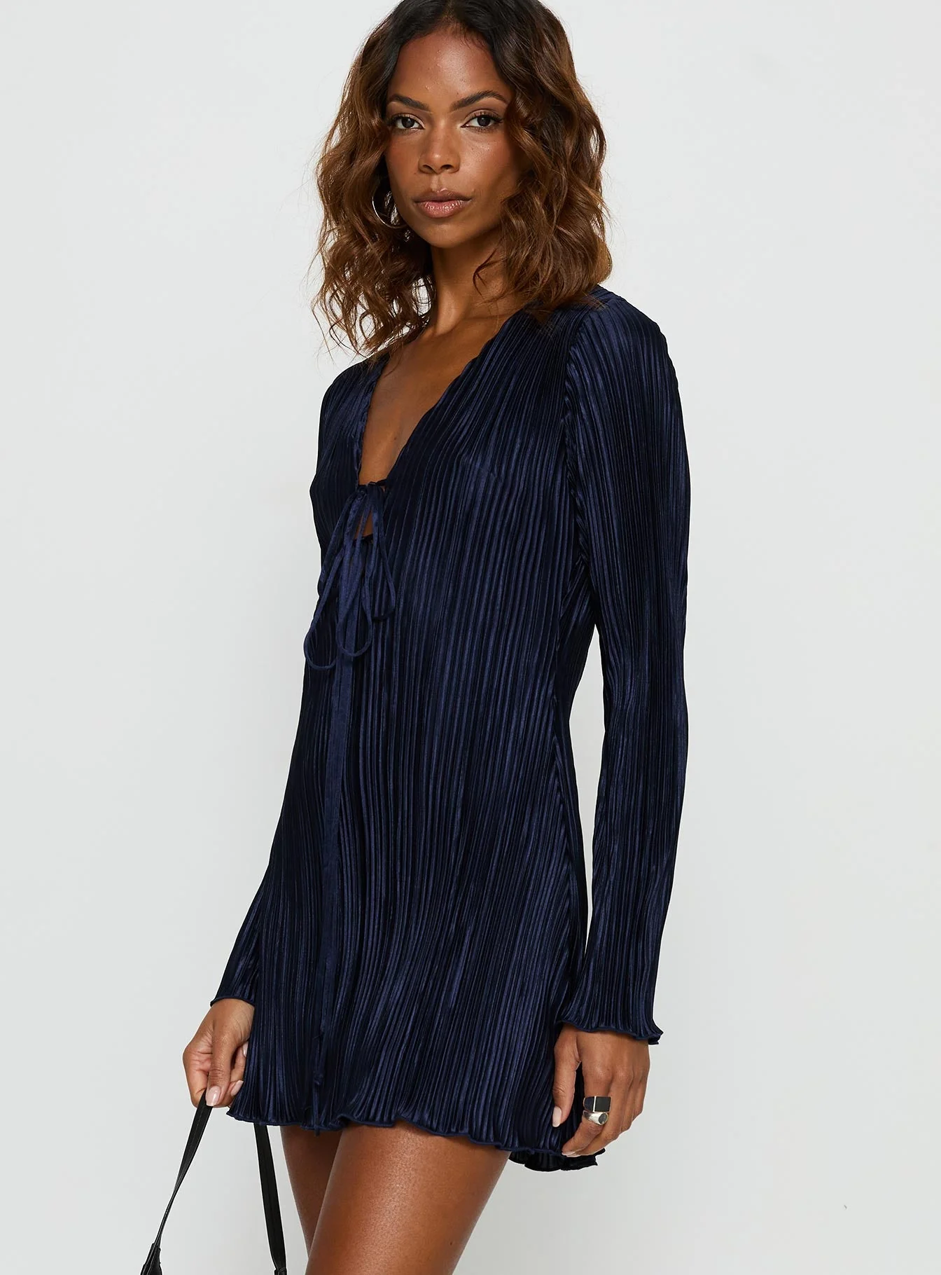 Malop Long Sleeve Mini Dress Navy - Image 4