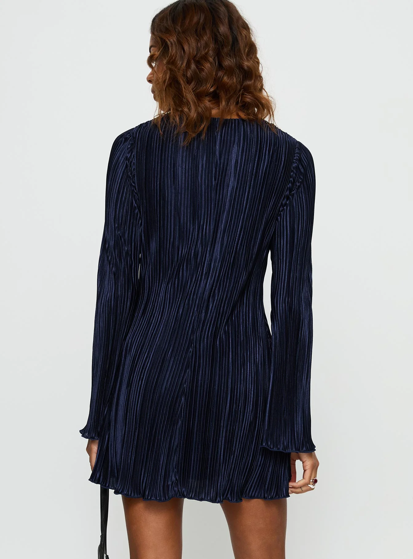 Malop Long Sleeve Mini Dress Navy - Image 5