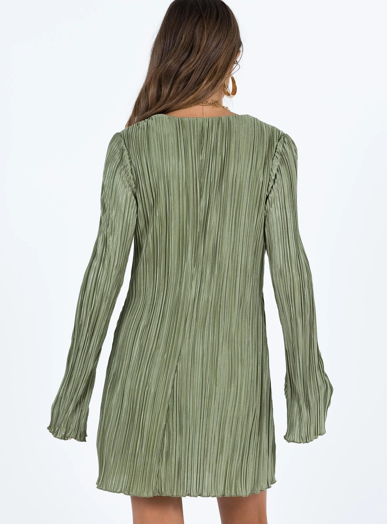 Malop Long Sleeve Mini Dress Sage - Image 8