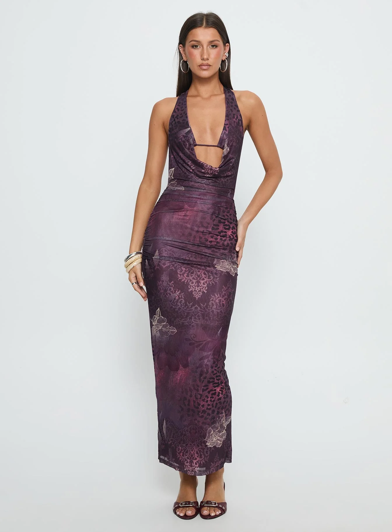 Manaia Cowl Halter Neck Maxi Dress Multi - Image 2