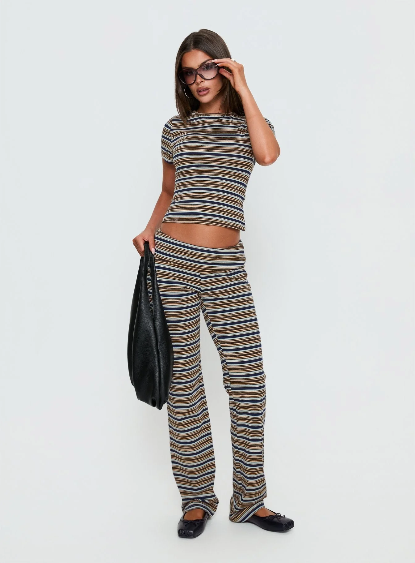 Manolo Foldover Pants Brown / Grey Stripe - Image 3