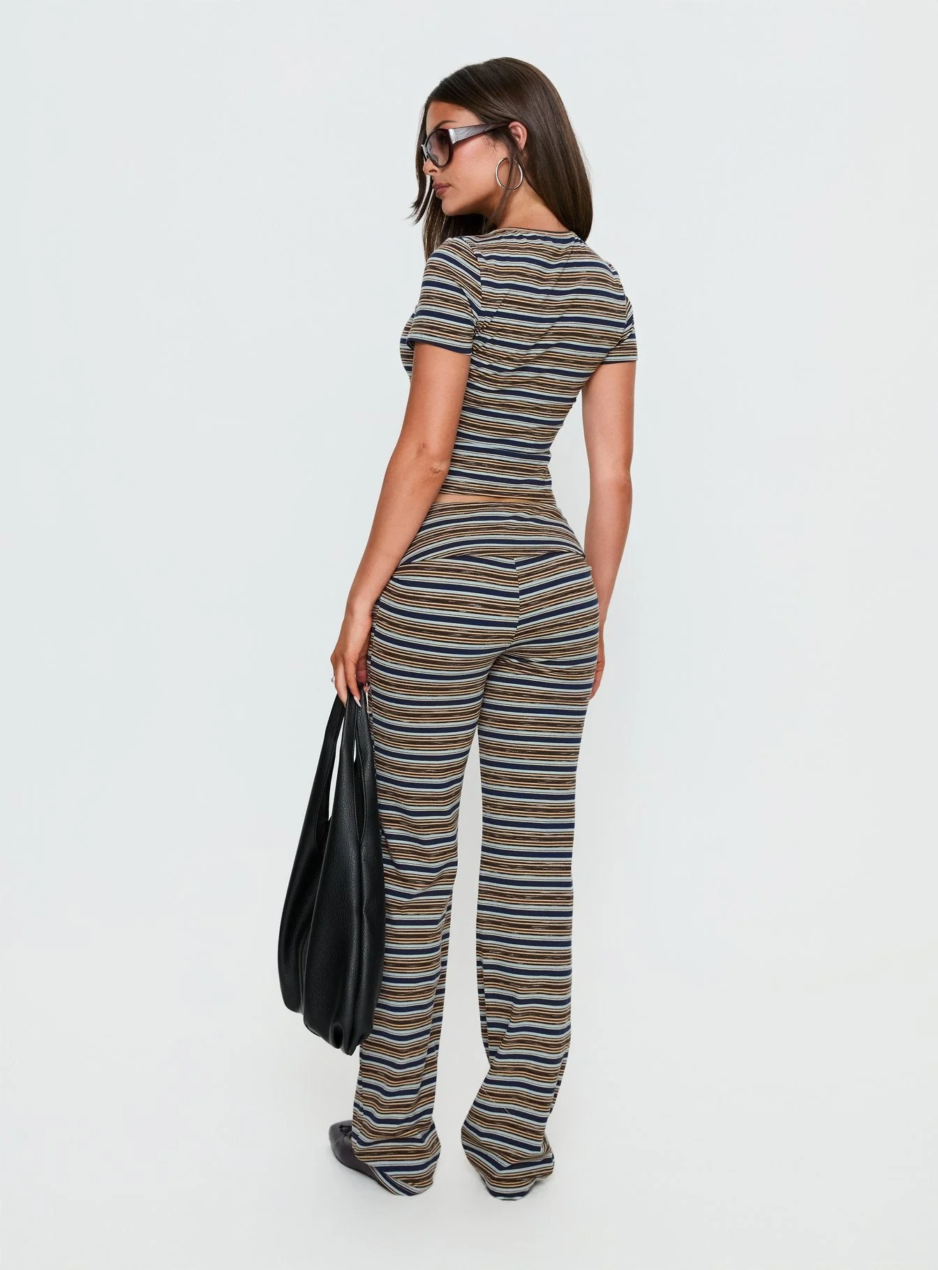 Manolo Foldover Pants Brown / Grey Stripe - Image 5