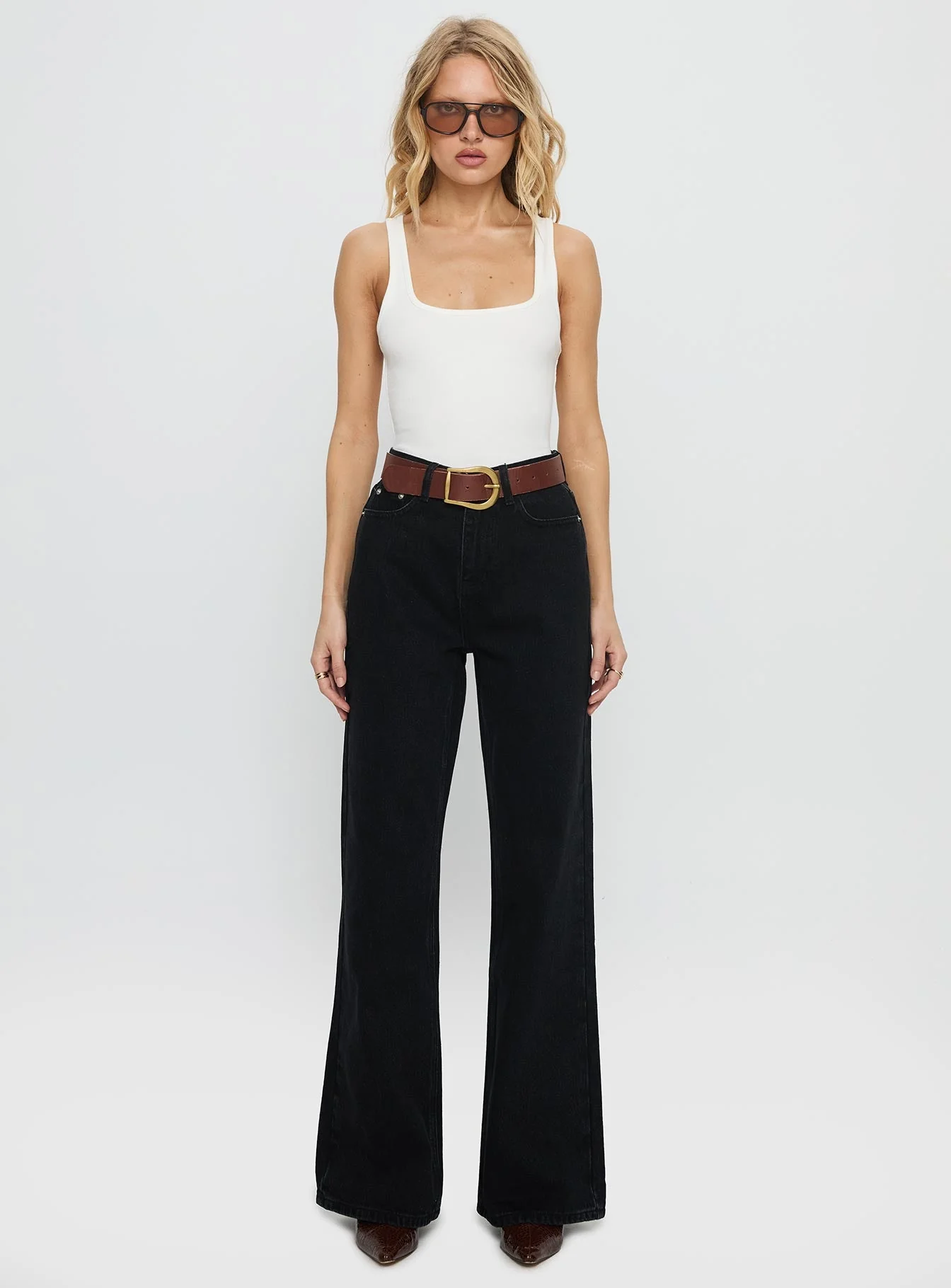 Maple Mid Rise Flare Washed Black - Image 7