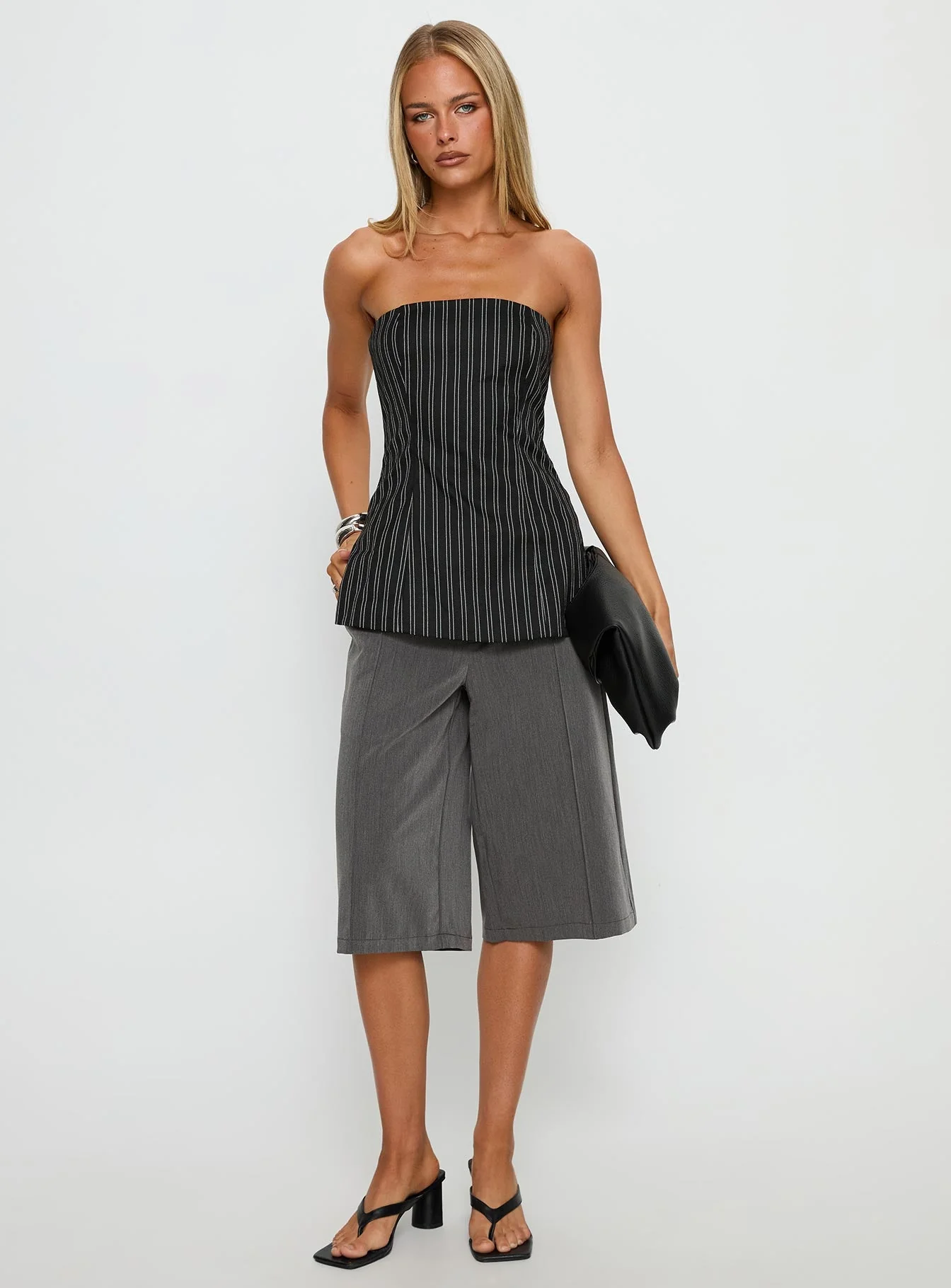 Maralyn Strapless Top Black Pinstripe - Image 3