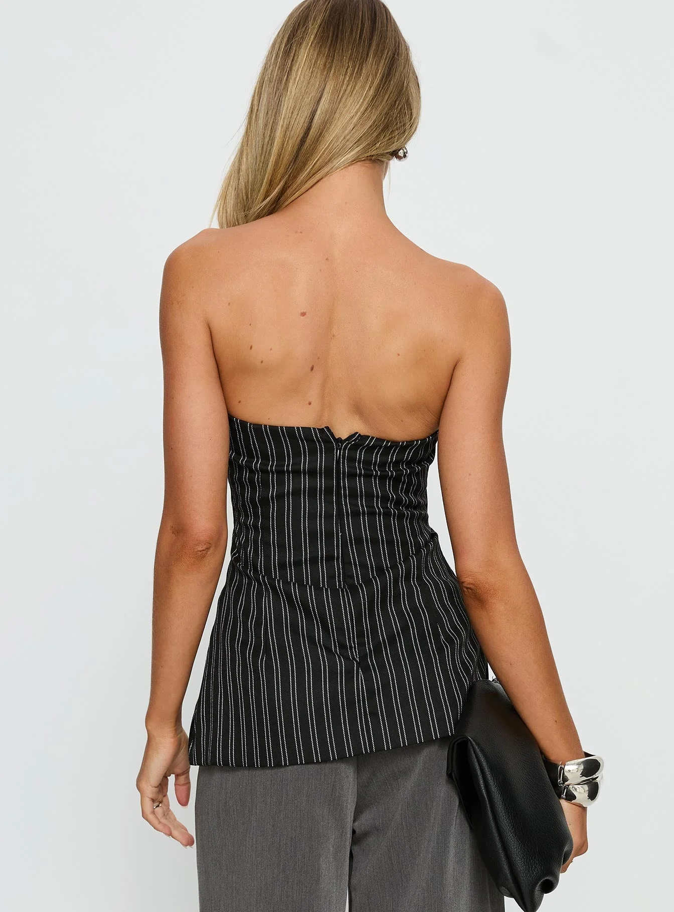 Maralyn Strapless Top Black Pinstripe - Image 5