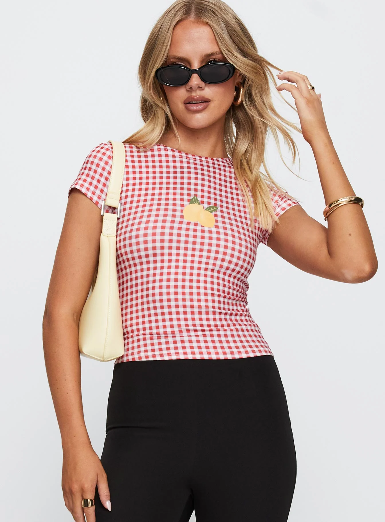 Marcello Graphic Top Red Check - Image 2