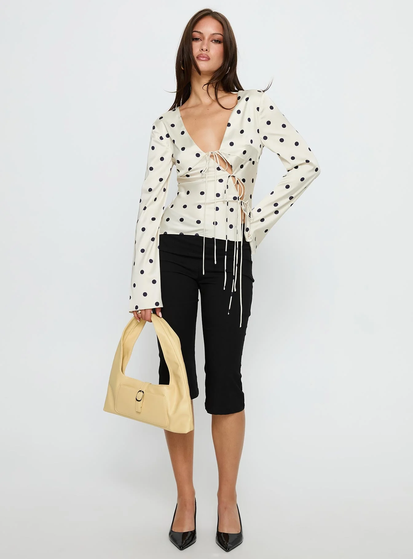 Mariah Long Sleeve Top Cream Polka - Image 3