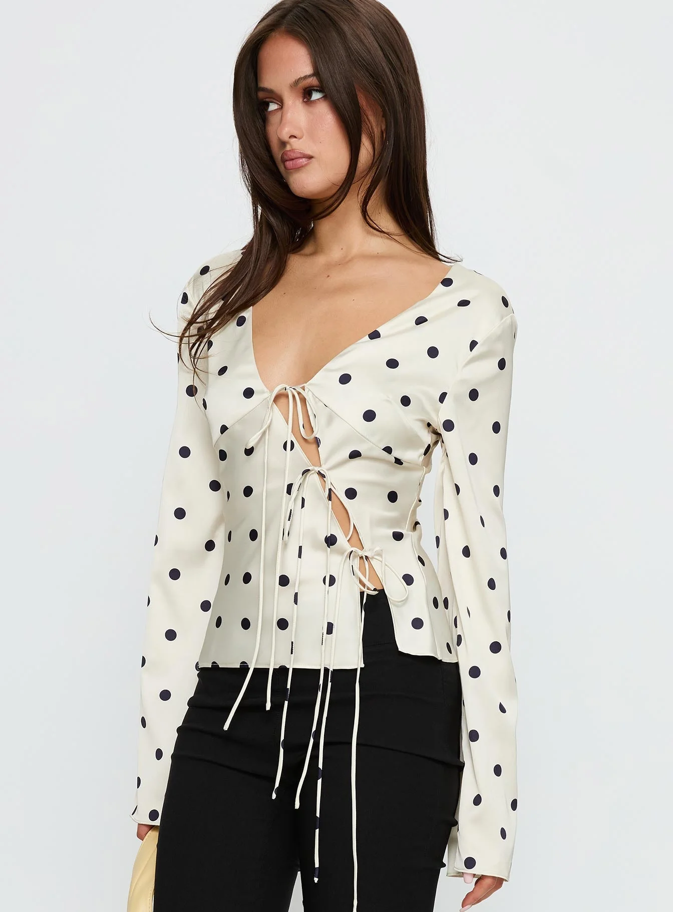 Mariah Long Sleeve Top Cream Polka - Image 4