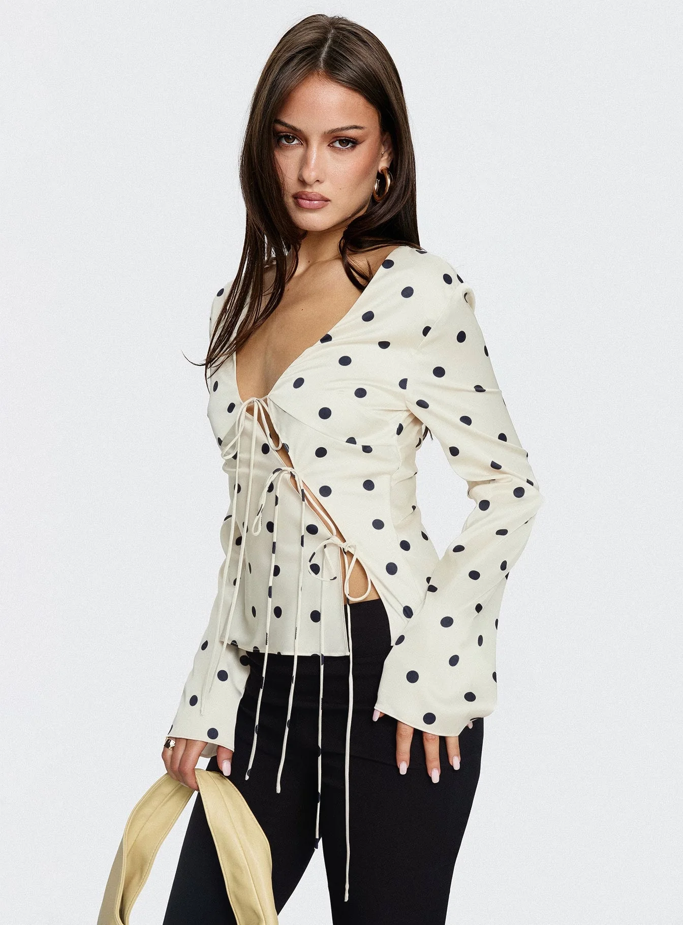 Mariah Long Sleeve Top Cream Polka - Image 8