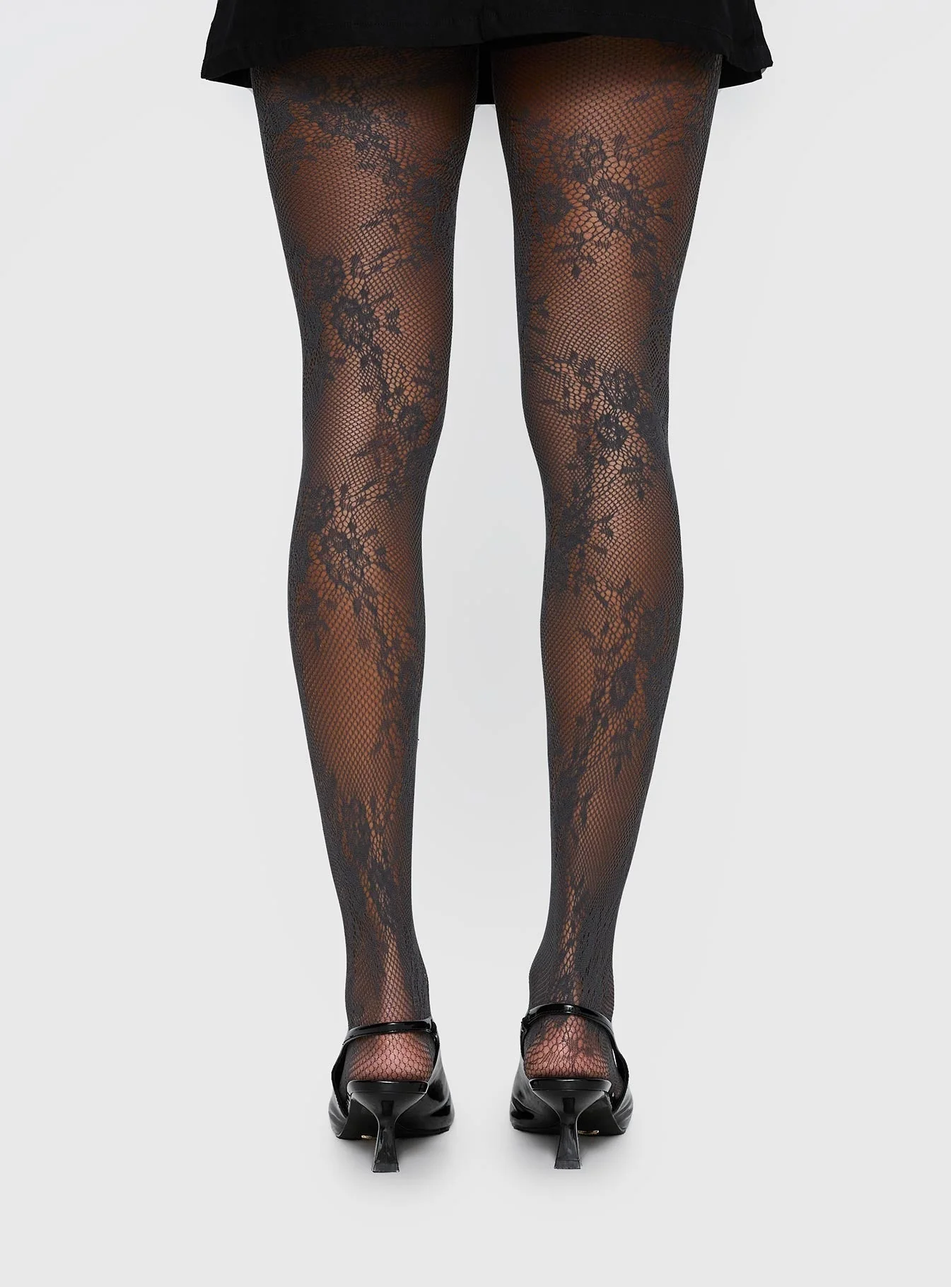 Marigolde Sheer Lace Tights Grey - Image 4