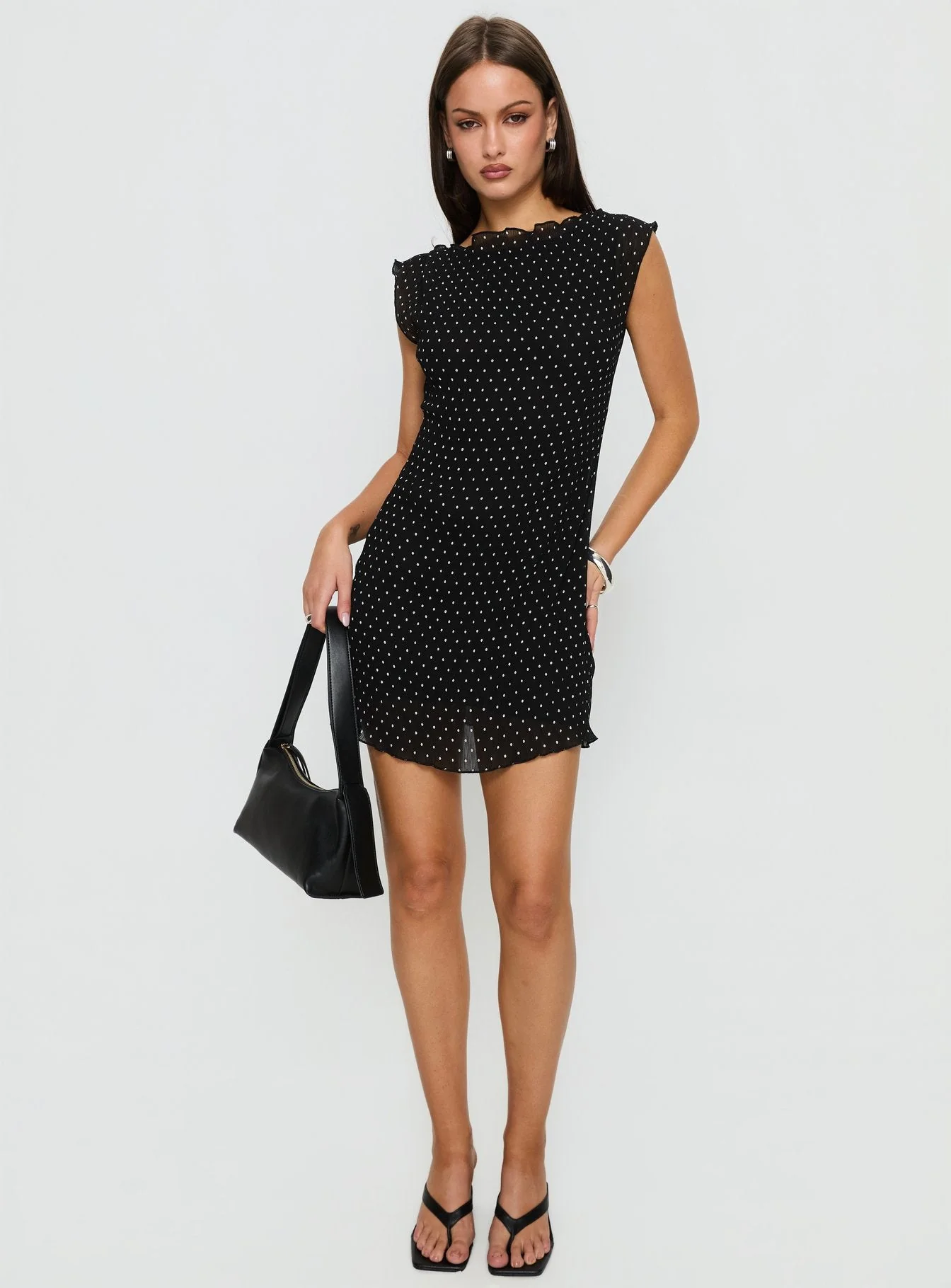 Mariner Mini Dress Noir Polka - Image 3
