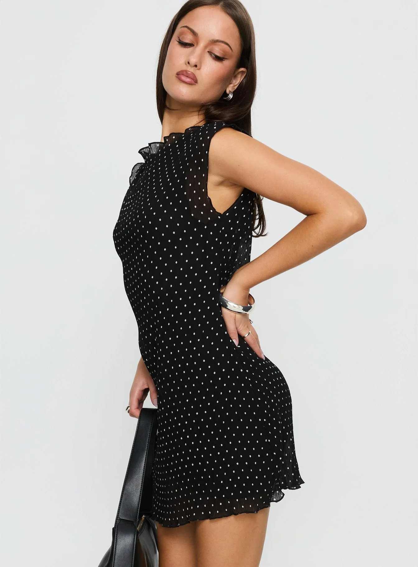 Mariner Mini Dress Noir Polka - Image 4
