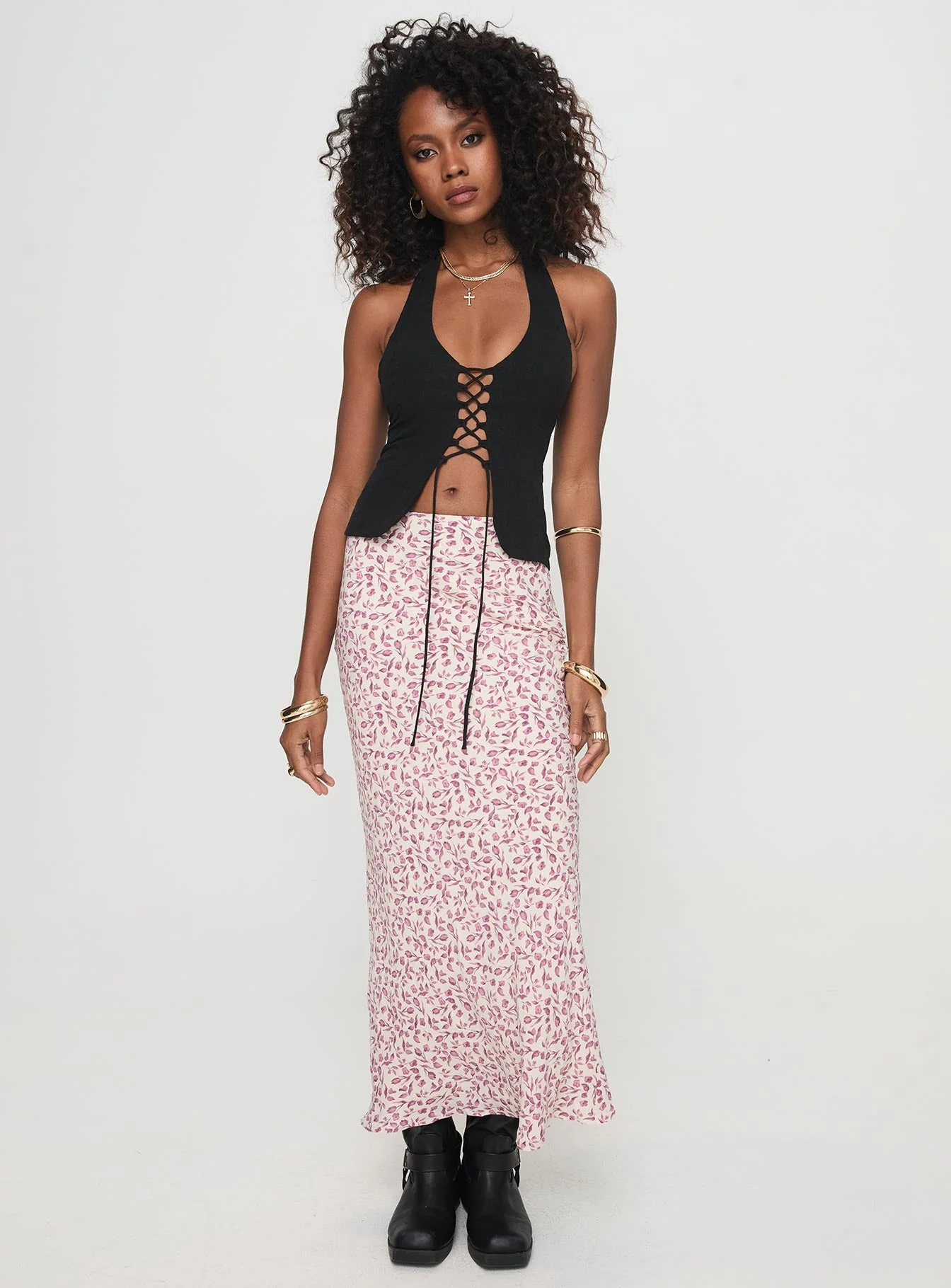 Mariposa Maxi Skirt Beige Floral - Image 2
