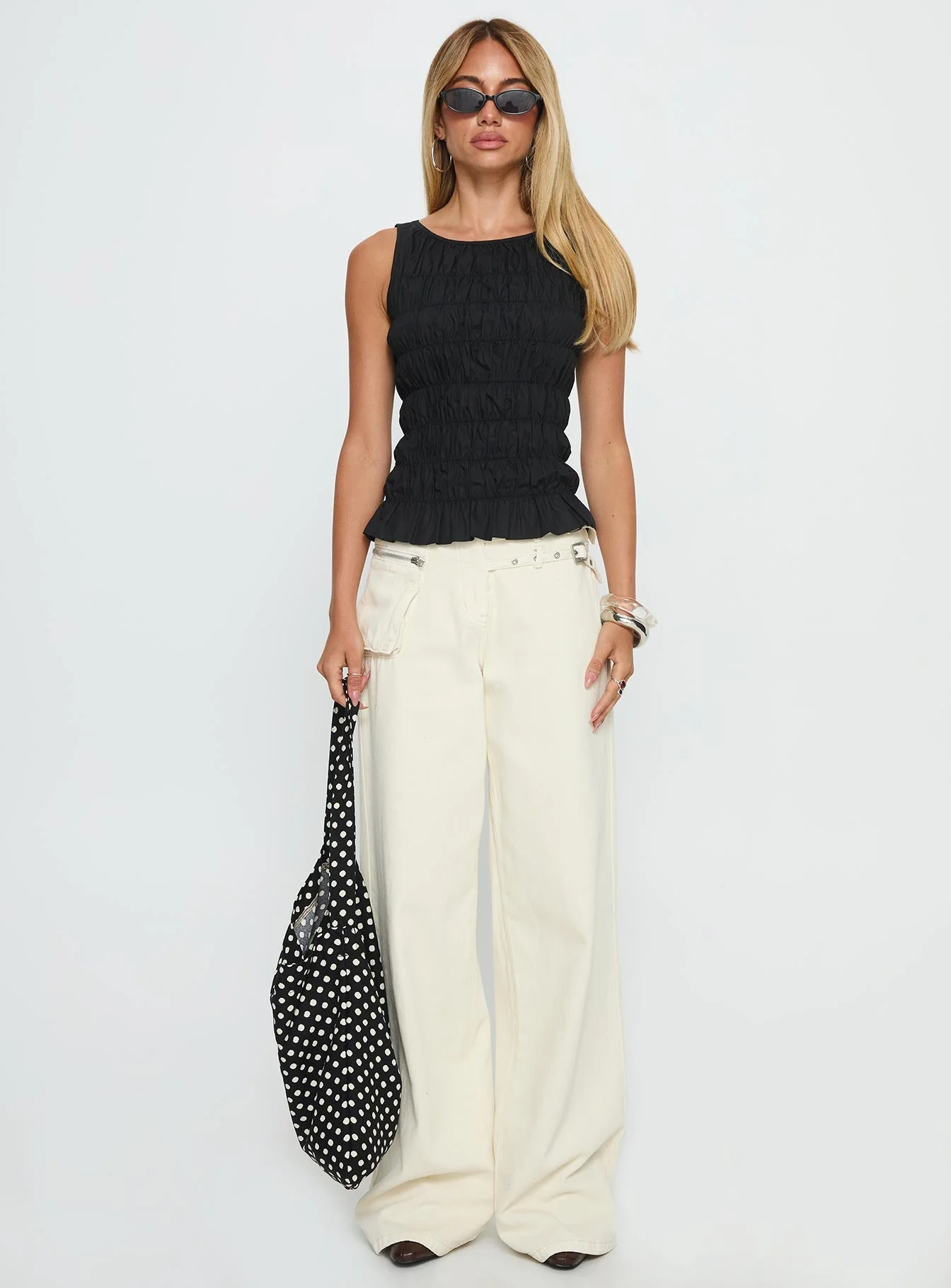Marleene Shirred Top Black - Image 6