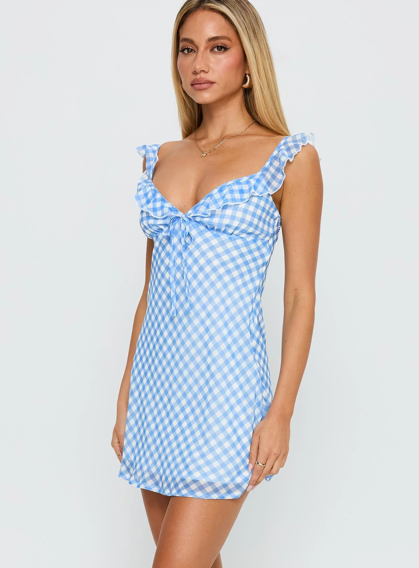 Marseilla Mini Dress Blue Check - Image 3