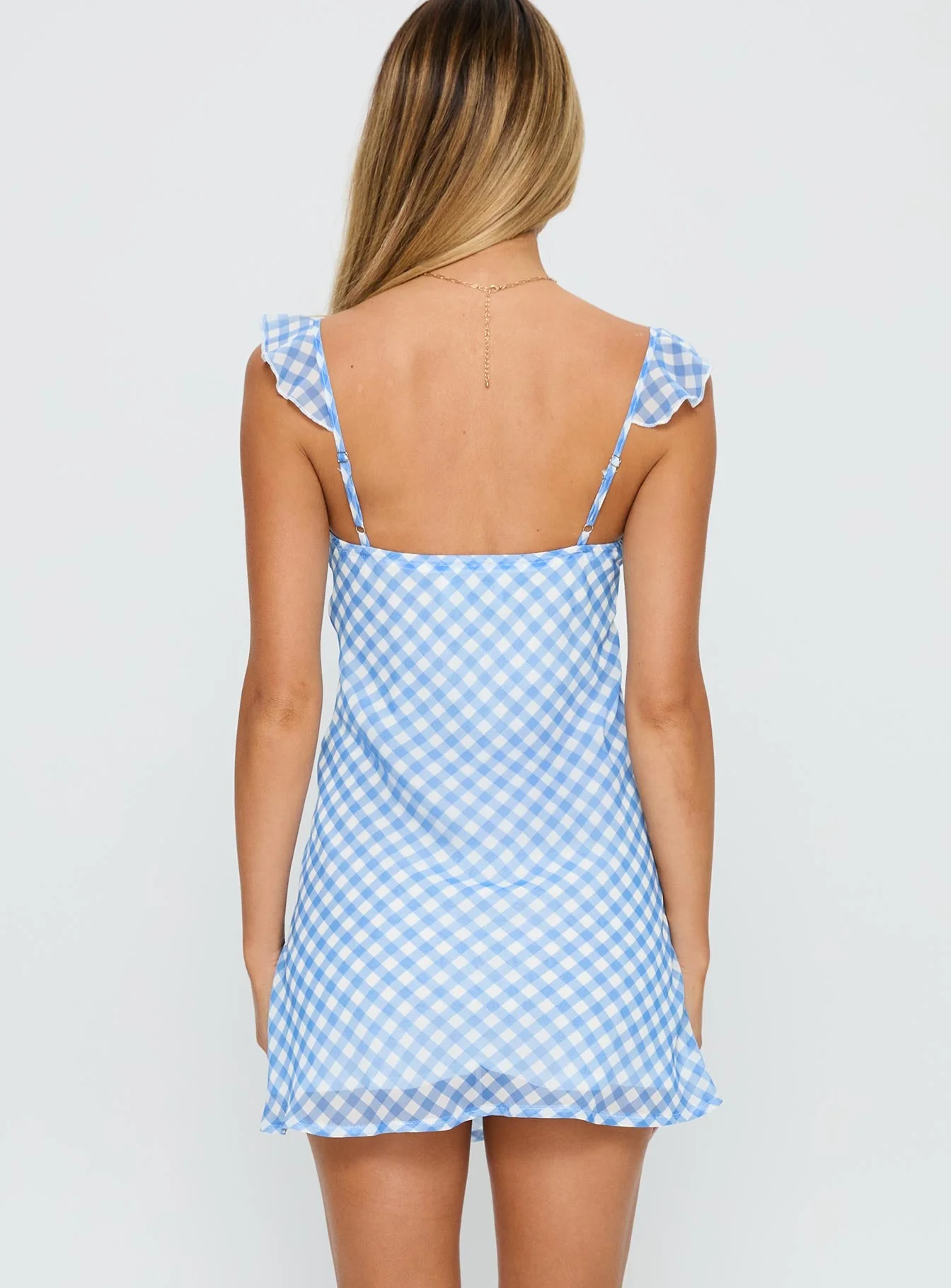 Marseilla Mini Dress Blue Check - Image 4