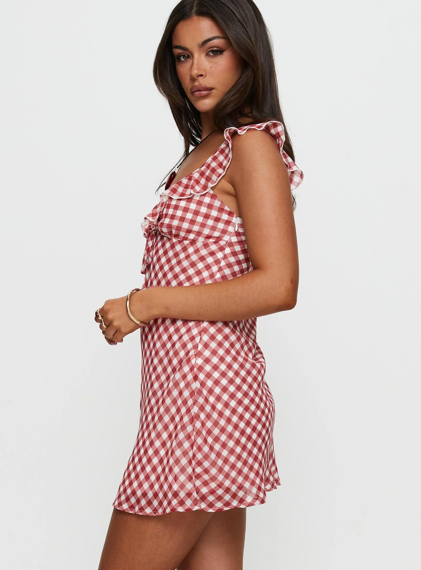 Marseilla Mini Dress Red Check - Image 3
