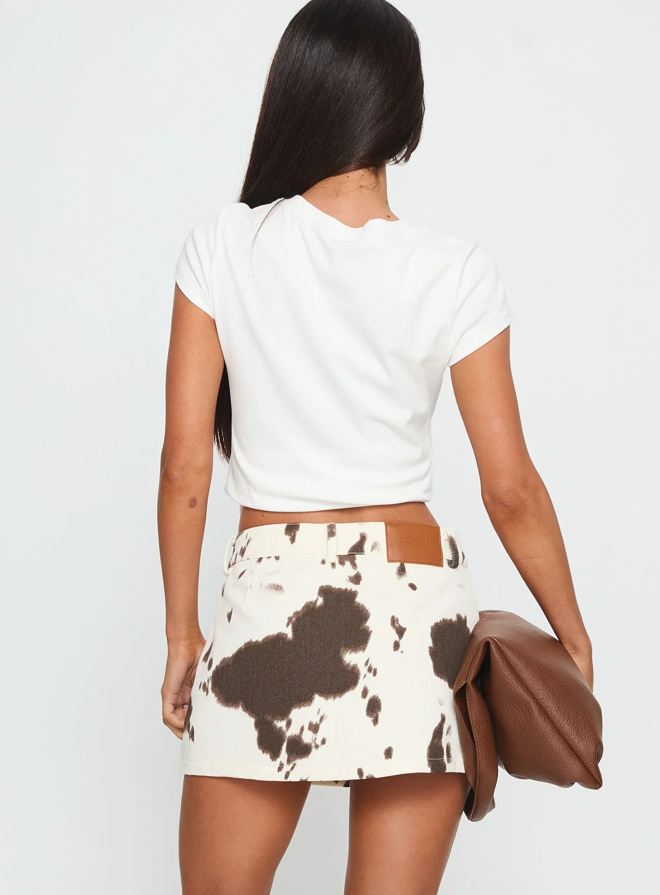 Maxa Denim Mini Skirt Cow Print - Image 5