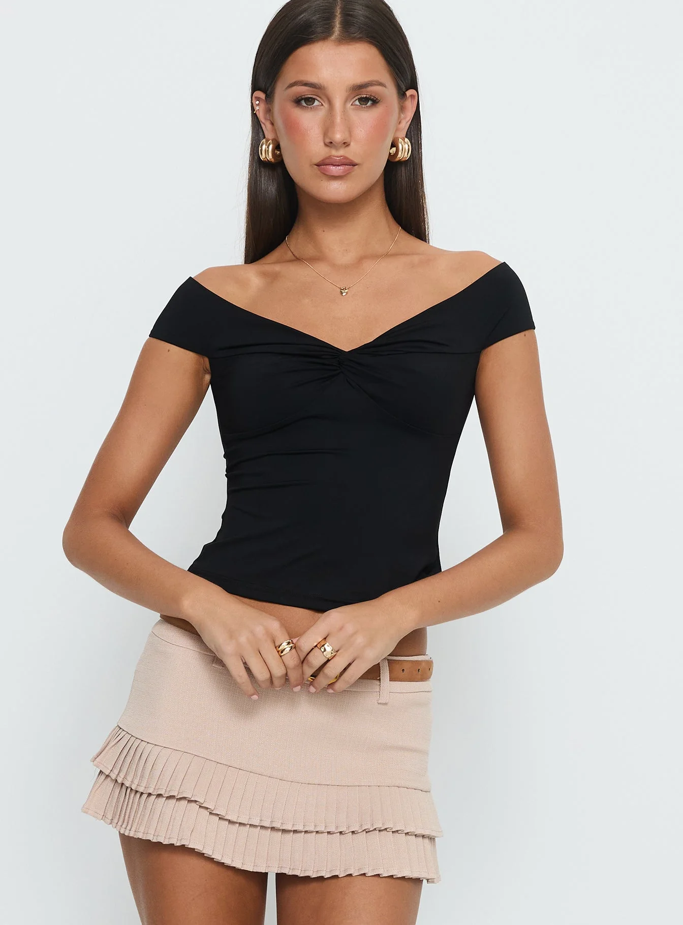 Maxeina Off Shoulder Twist Top Black - Image 2