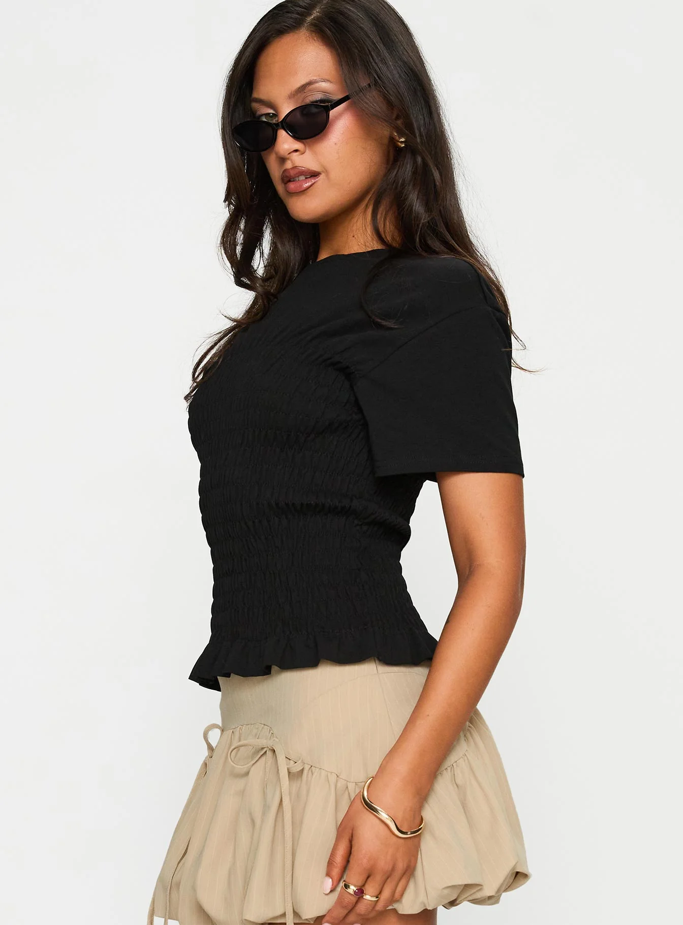 Maybe Tomorrow Ruched Top Black - Image 4