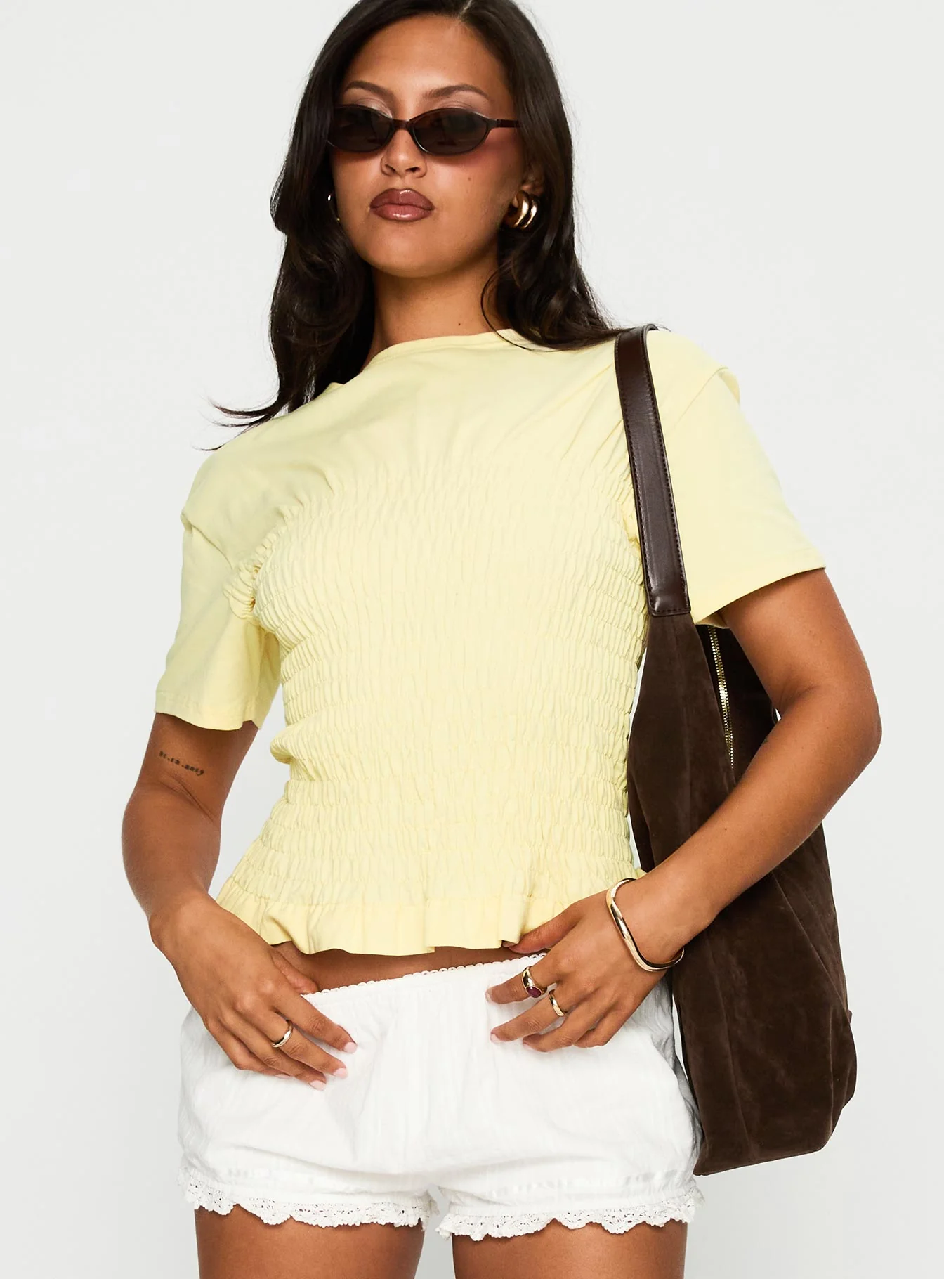 Maybe Tomorrow Ruched Top Lemon - Image 2